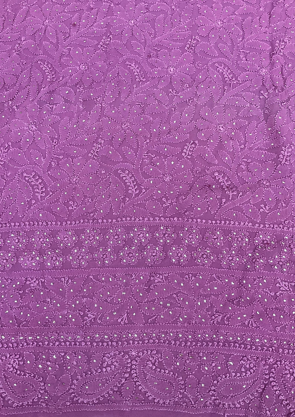 Georgette Unstitched Chikankari Kurta & Dupatta - Purple
