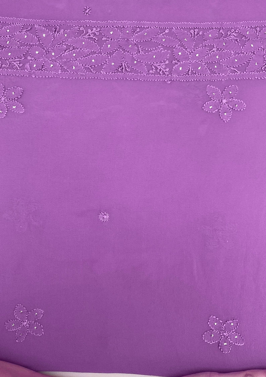 Georgette Unstitched Chikankari Kurta & Dupatta - Purple