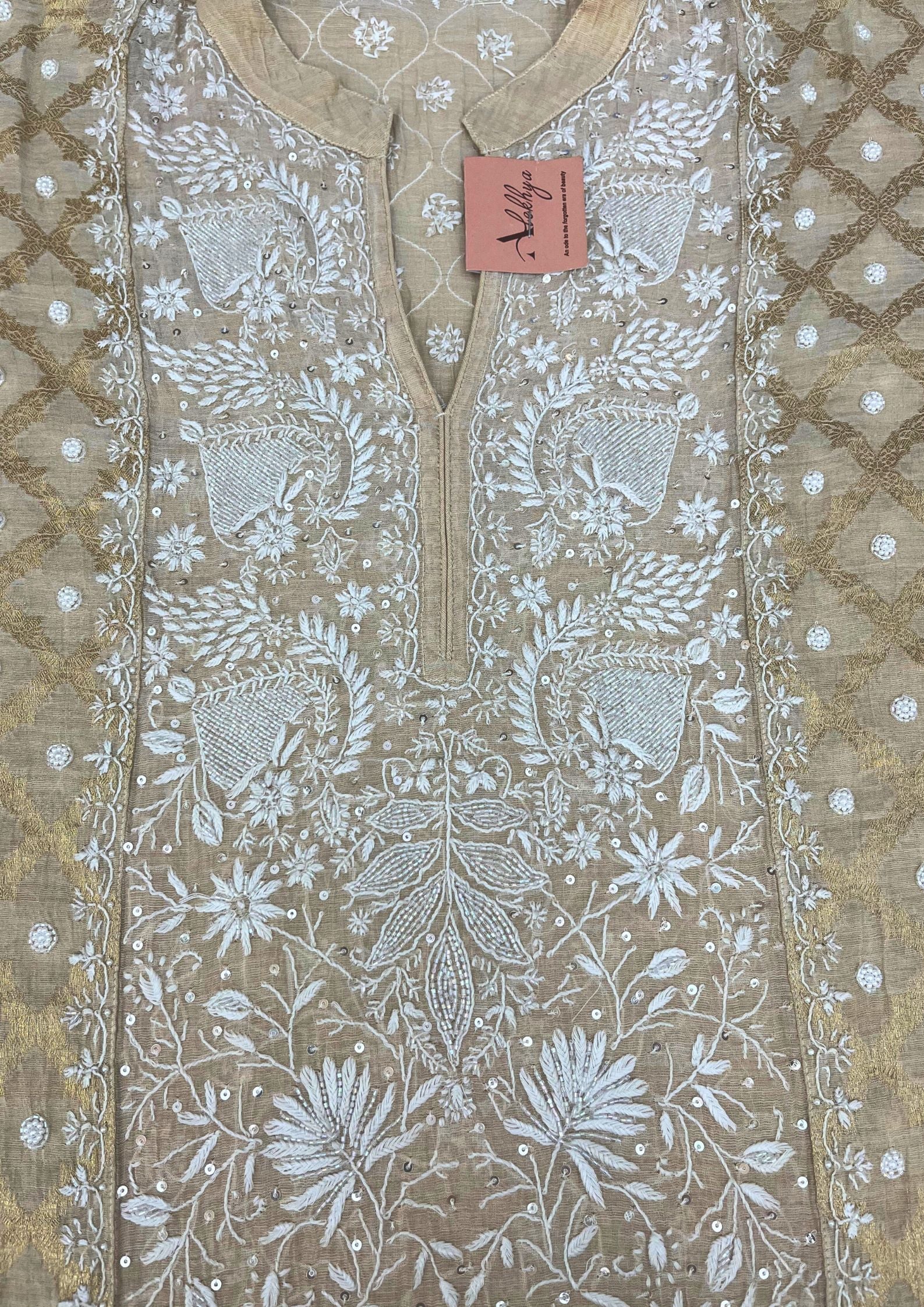 Tissue Chikankari Co-ord Set - Beige