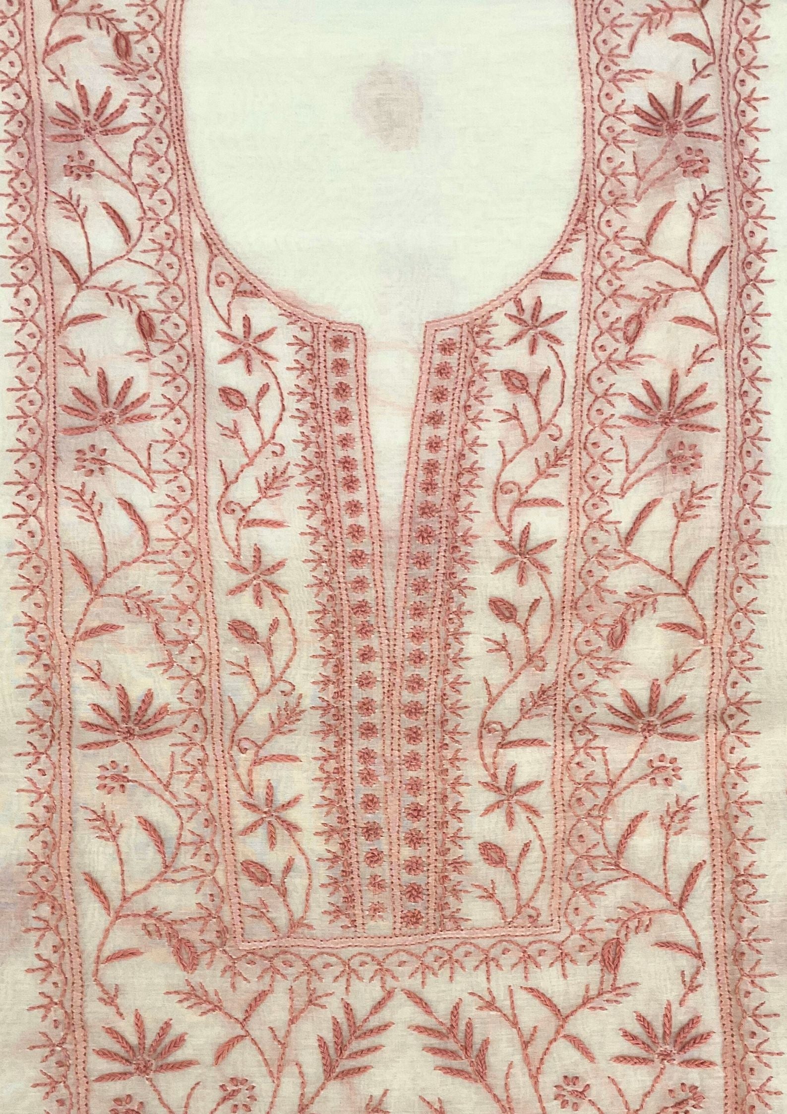 Mul Chanderi Unstitched Kurta And Dupatta Set - Off White