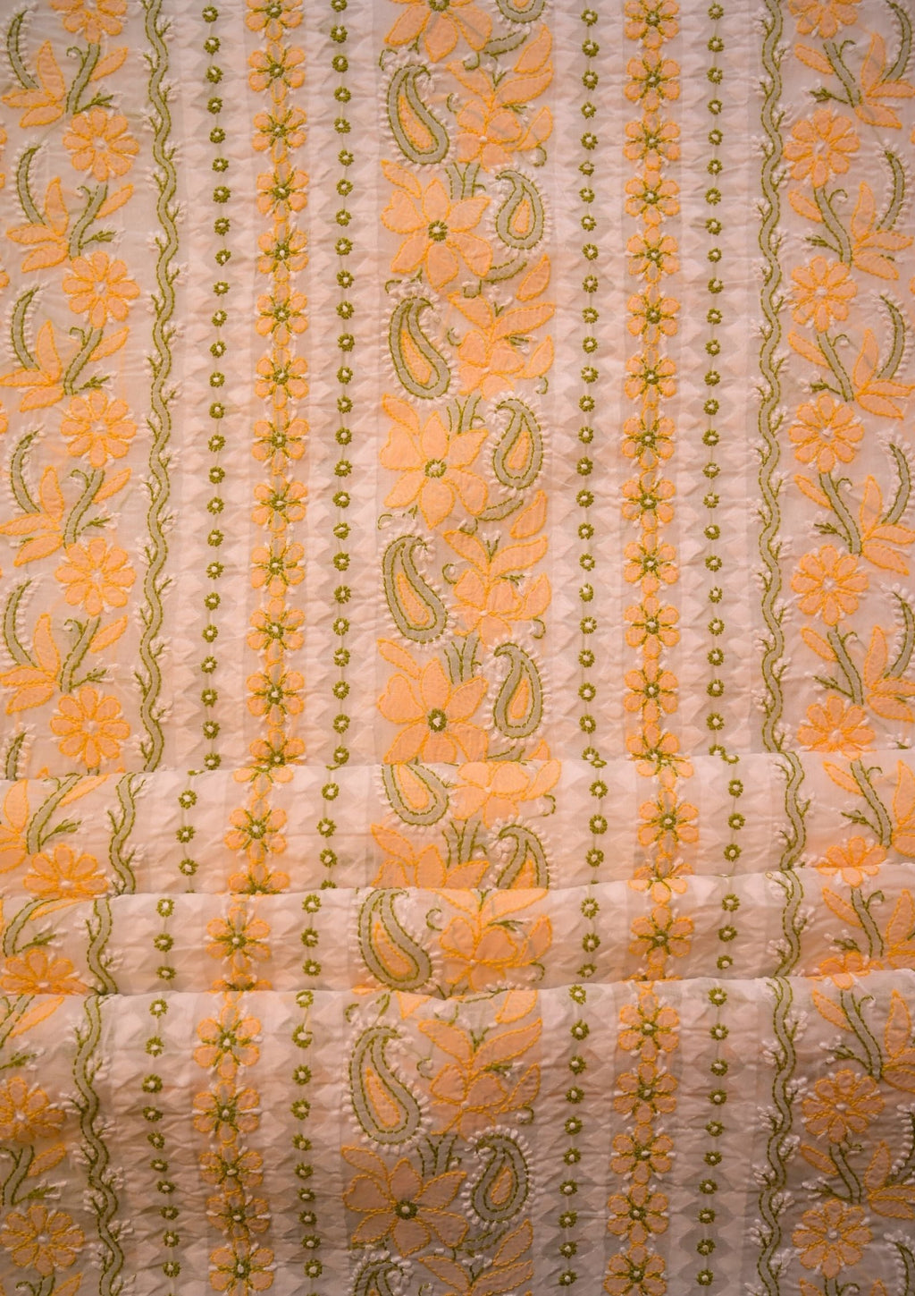 Cotton White - yellow and green 3 pc suit