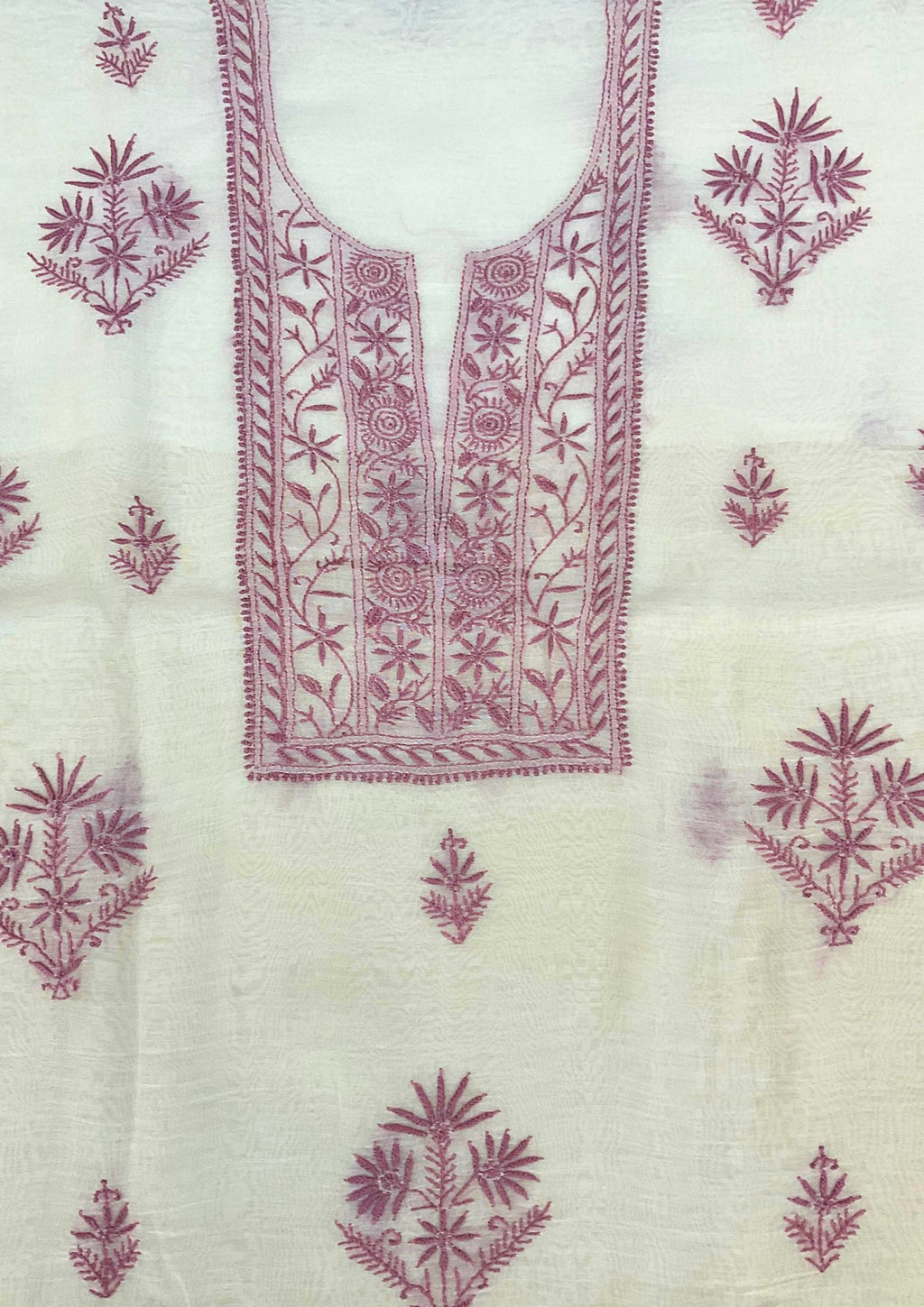 Mul Chanderi Unstitched Kurta And Dupatta Set - White Dove