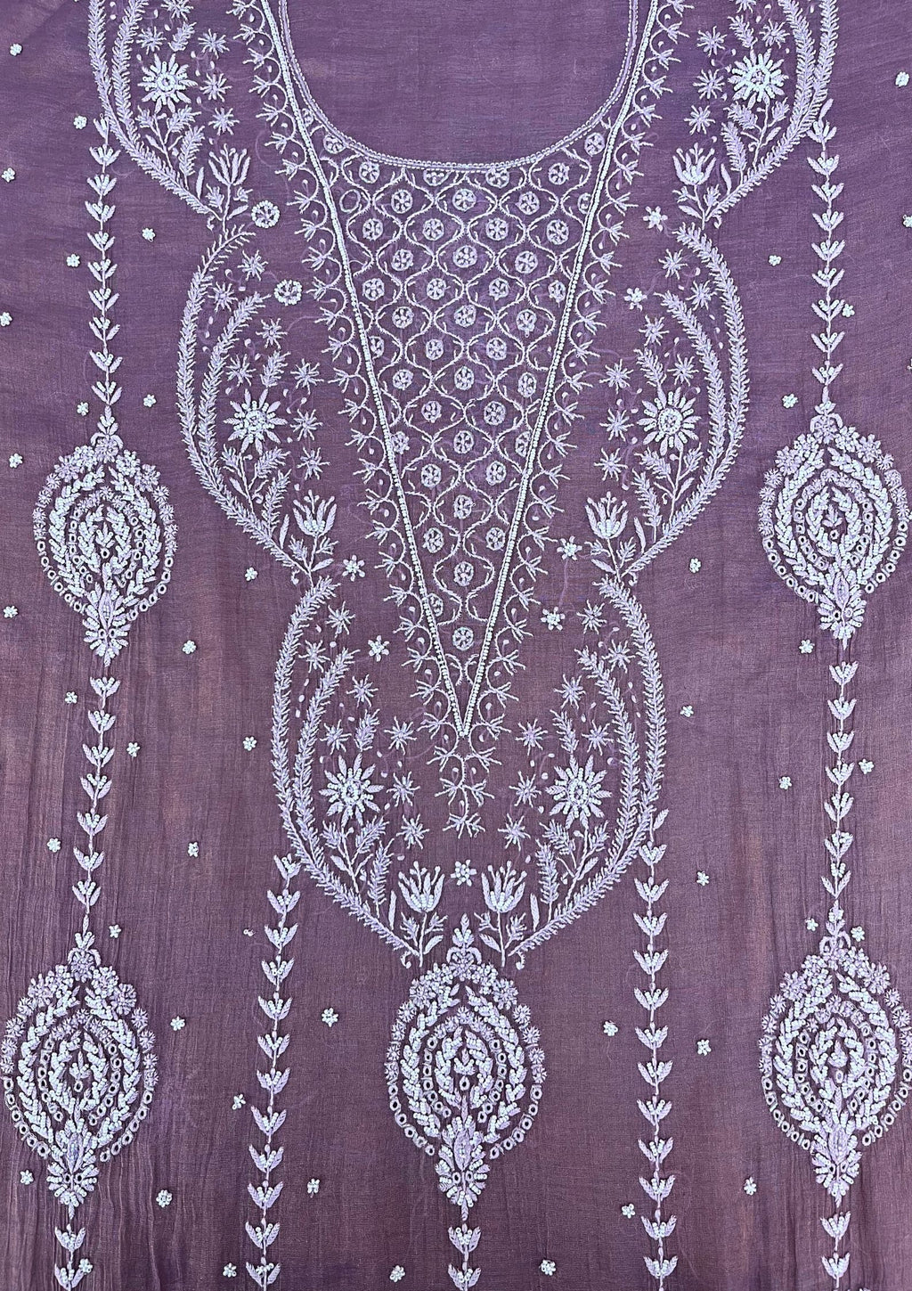 Tissue Chikankari Semistitched Suit - Lavender