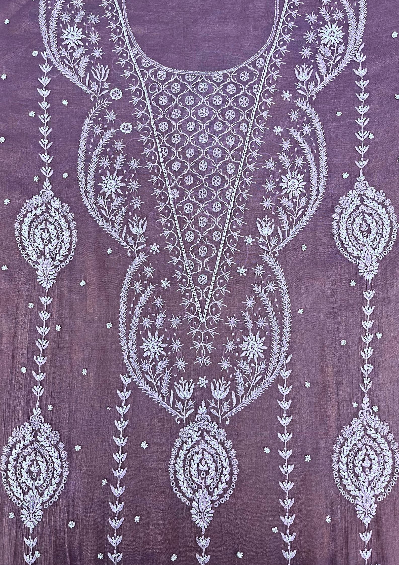 Tissue Chikankari Semistitched Suit - Lavender