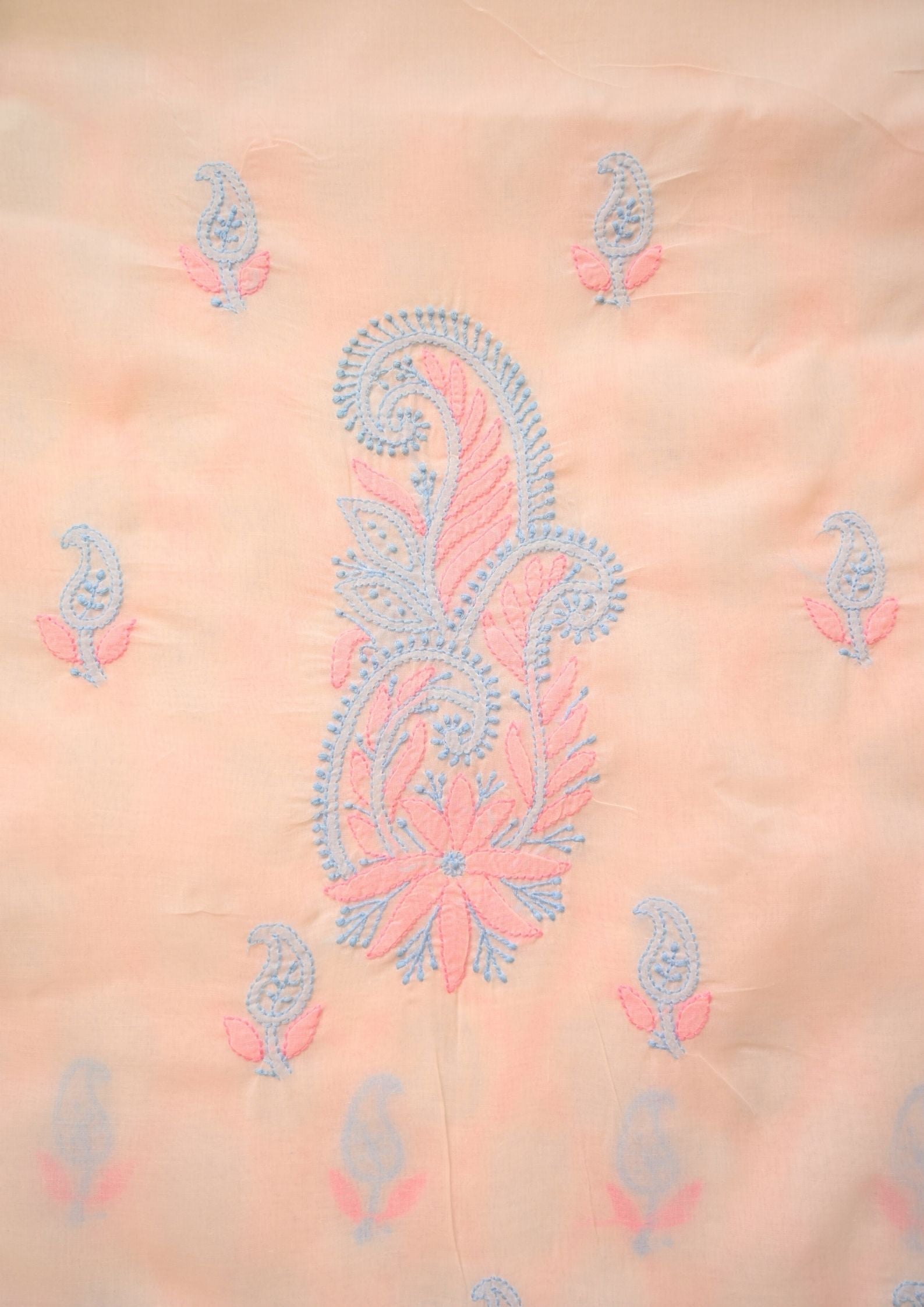 Cotton White - Pink and Blue 3 pc Suit