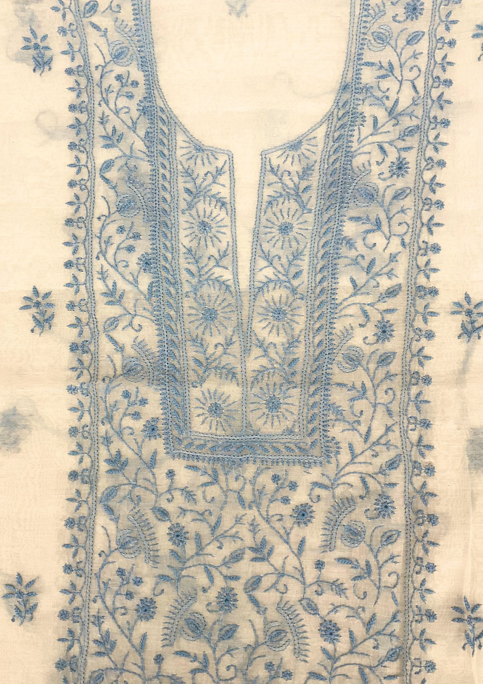 Mul Chanderi Unstitched Kurta And Dupatta Set - Pearl White