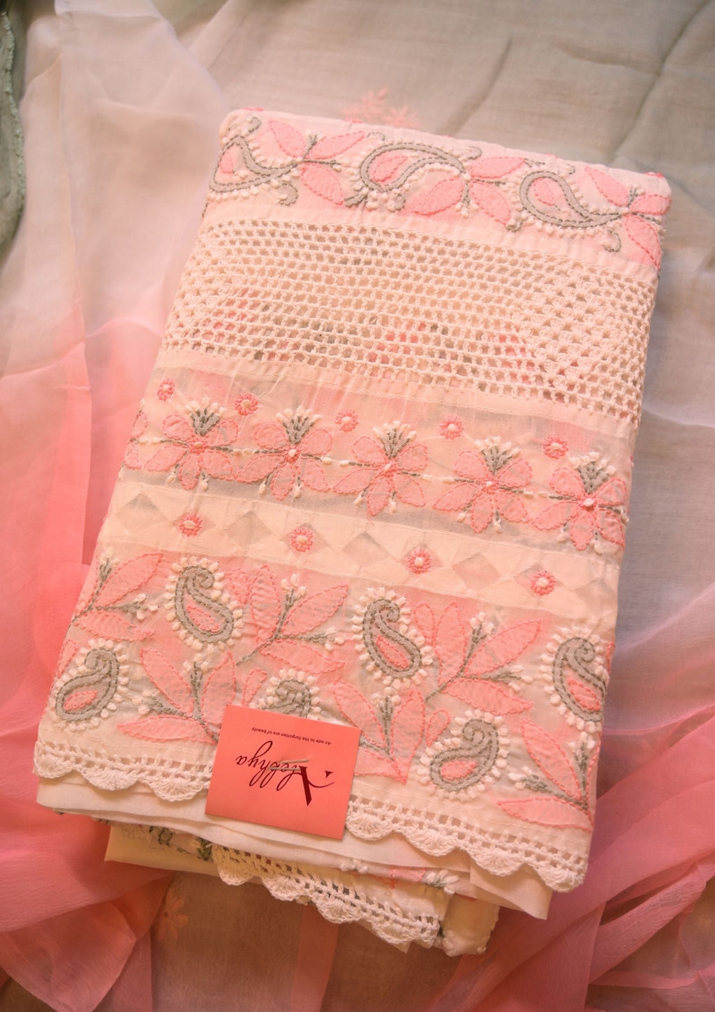 Cotton White - pink and grey 3 pc suit