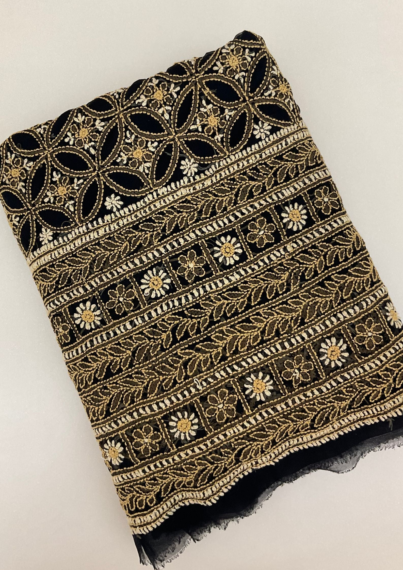 Georgette Unstitched Chikankari Suit 3 pc - Black