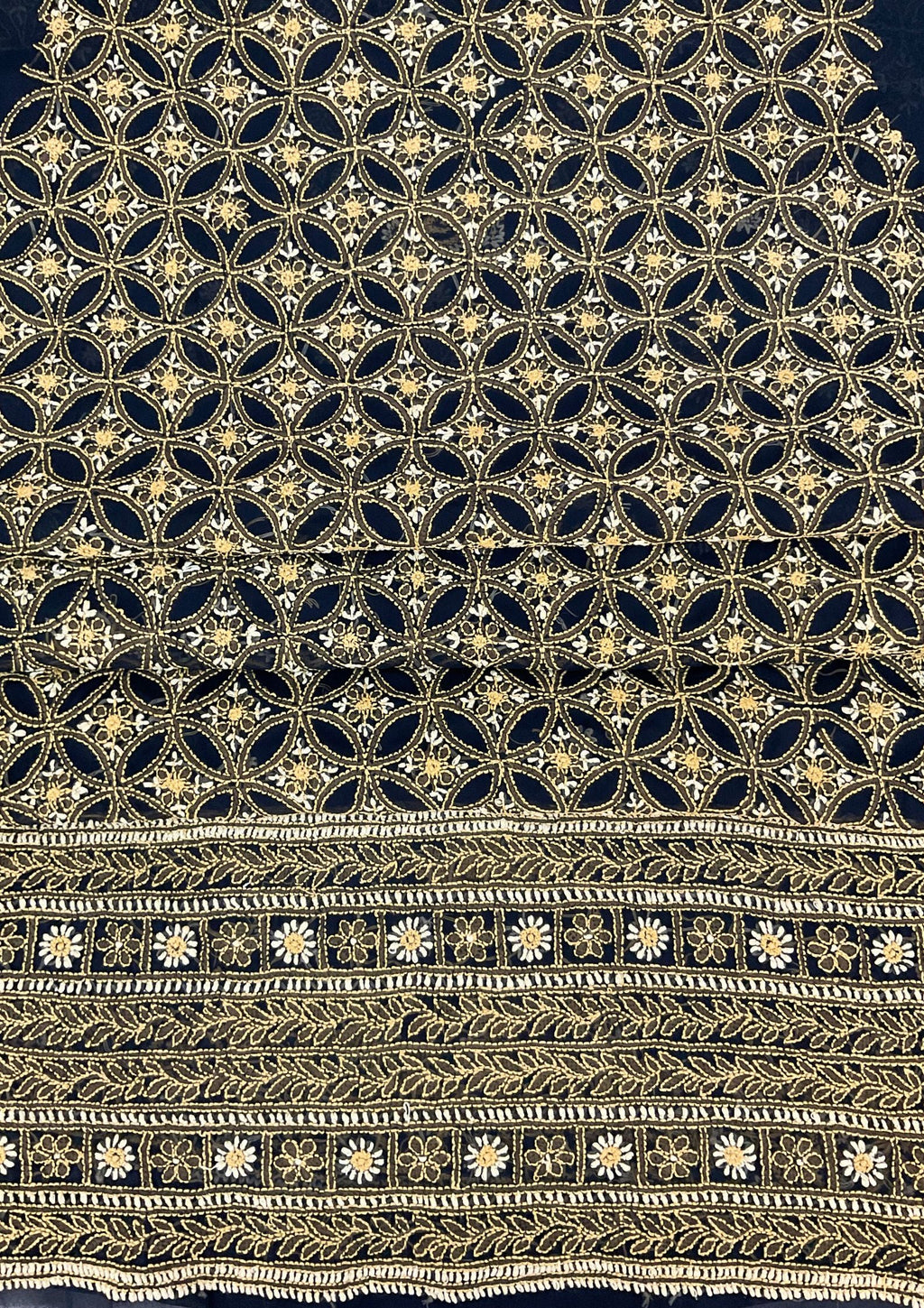 Georgette Unstitched Chikankari Suit 3 pc - Black