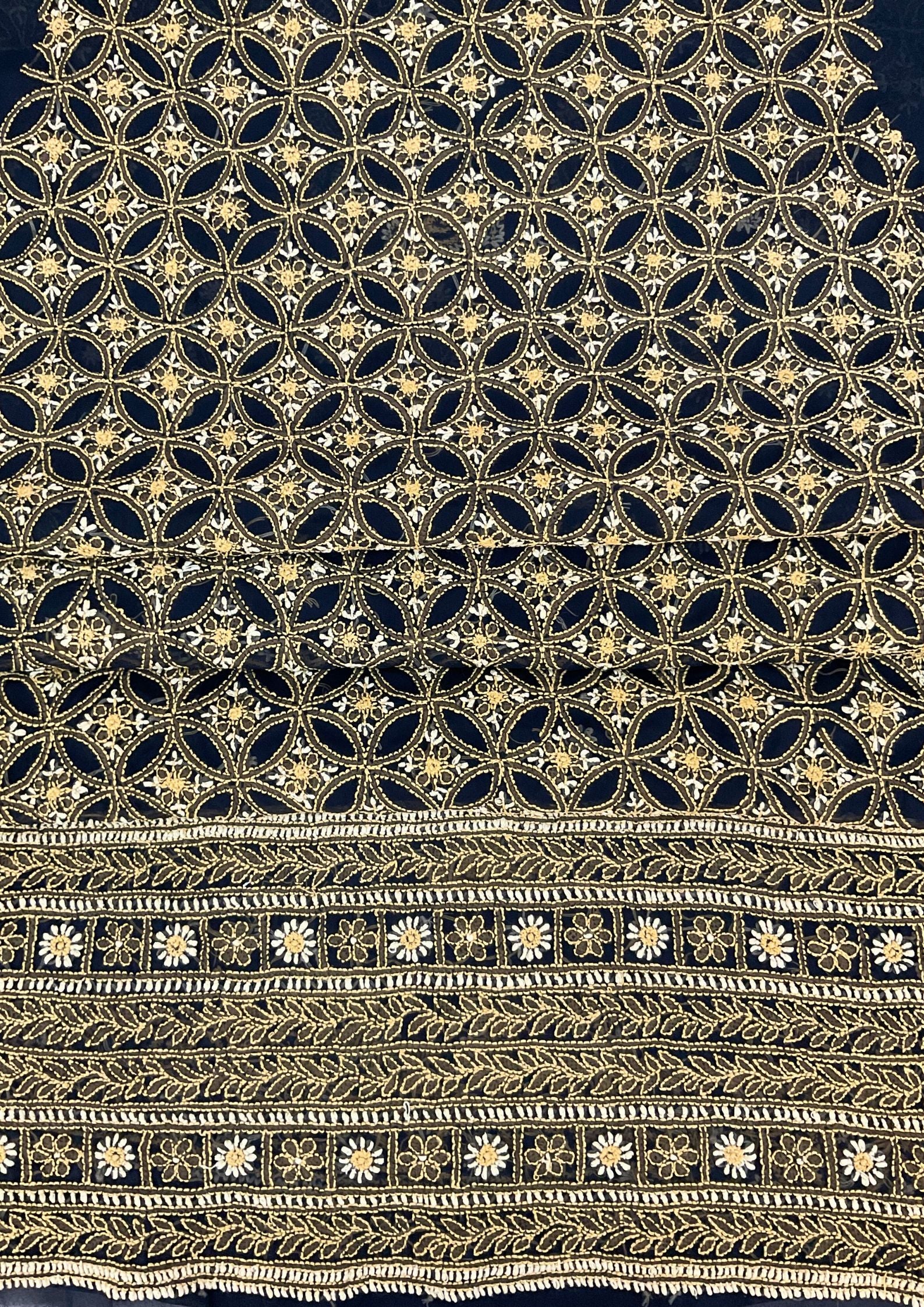 Georgette Unstitched Chikankari Suit 3 pc - Black