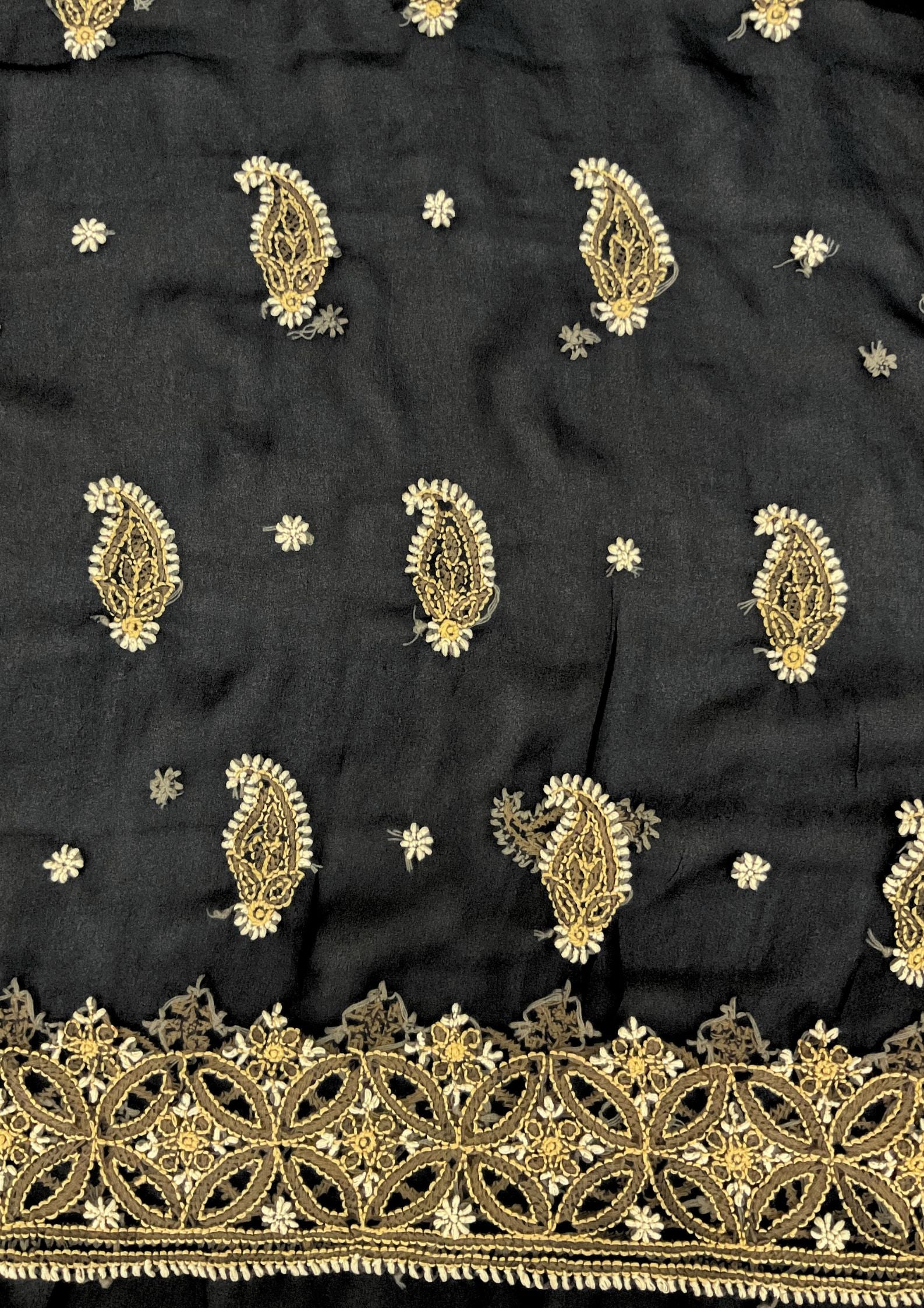 Georgette Unstitched Chikankari Suit 3 pc - Black