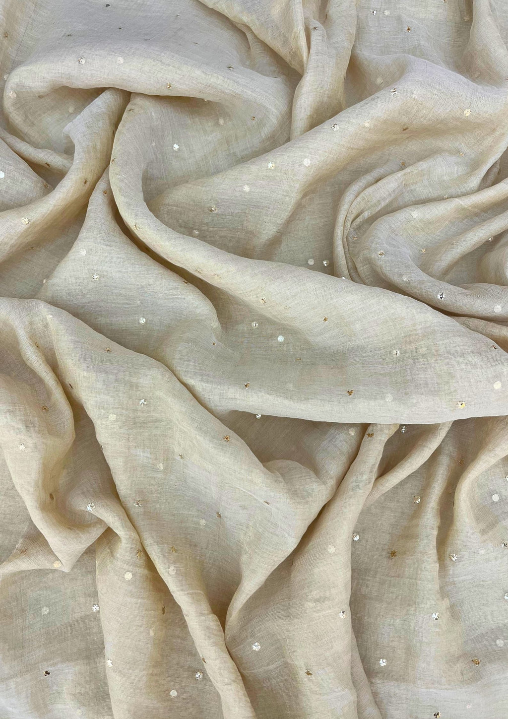 Tissue Mukesh Pitta Work Unstitched Suit - Natural Gold