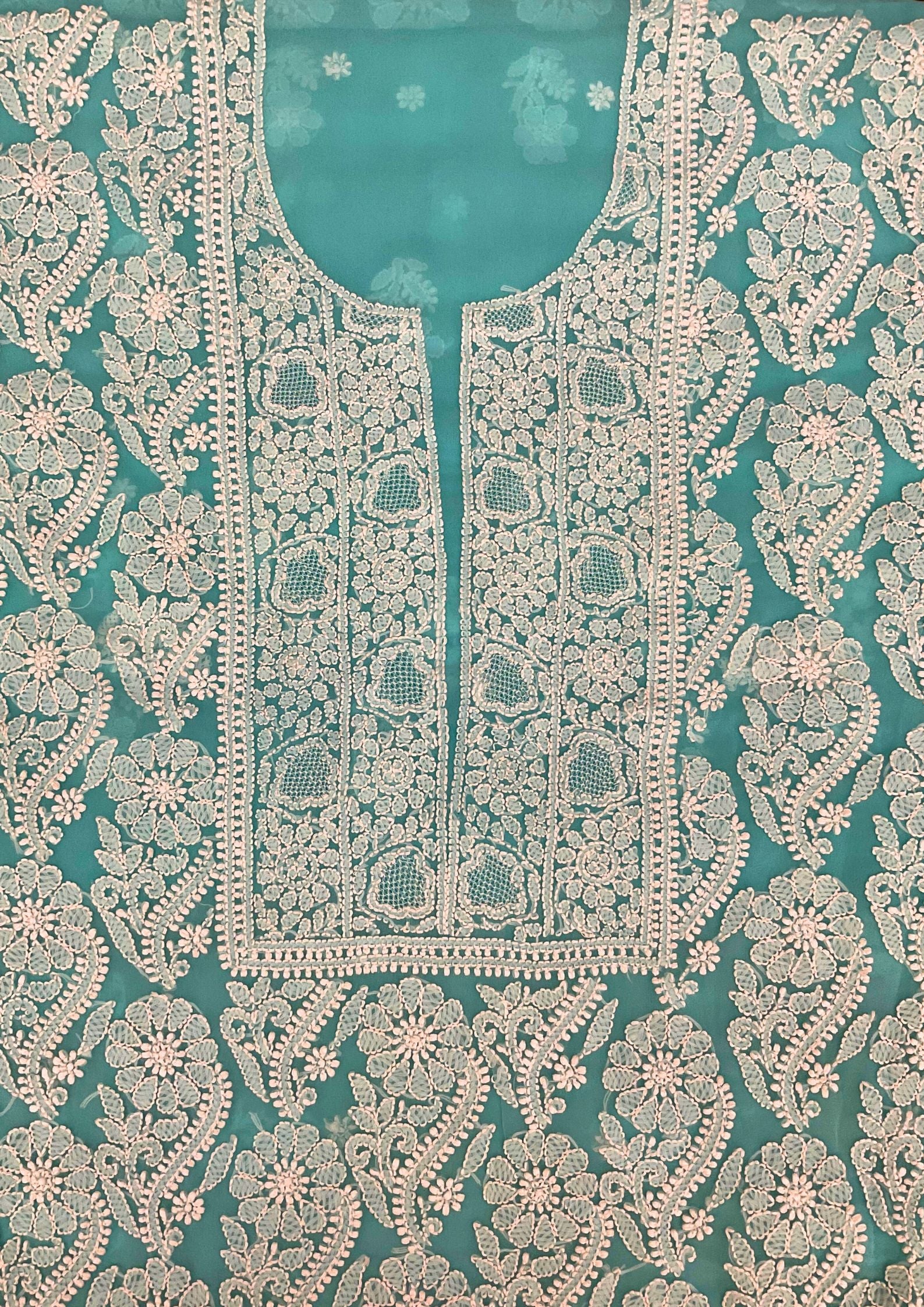 Georgette Unstitched Chikankari Suit 3 pc - Blue