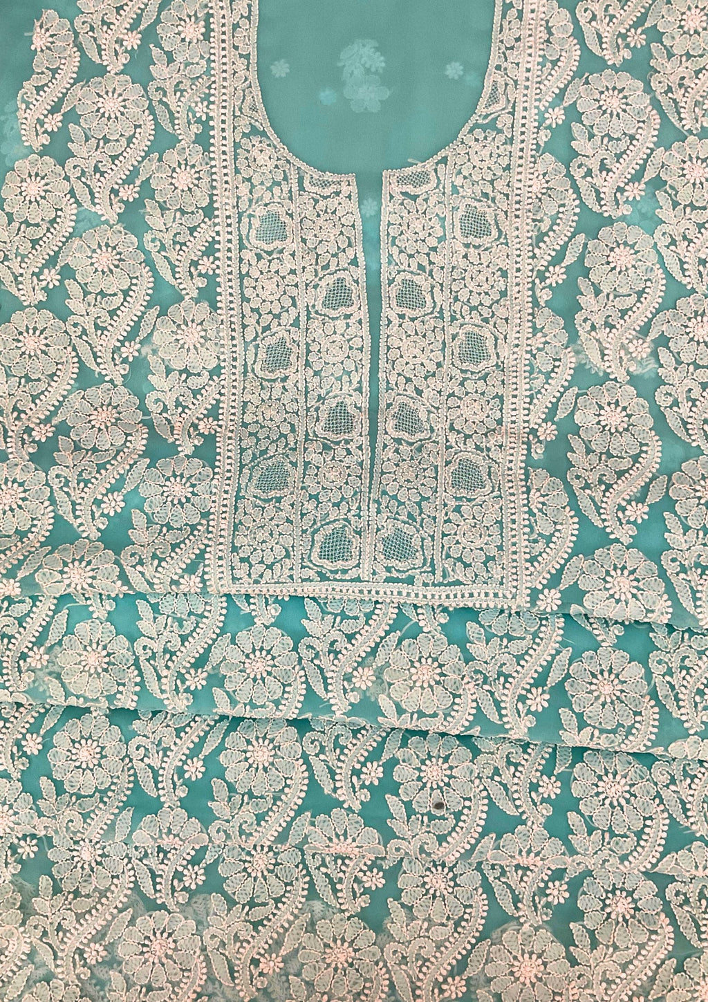 Georgette Unstitched Chikankari Suit 3 pc - Blue