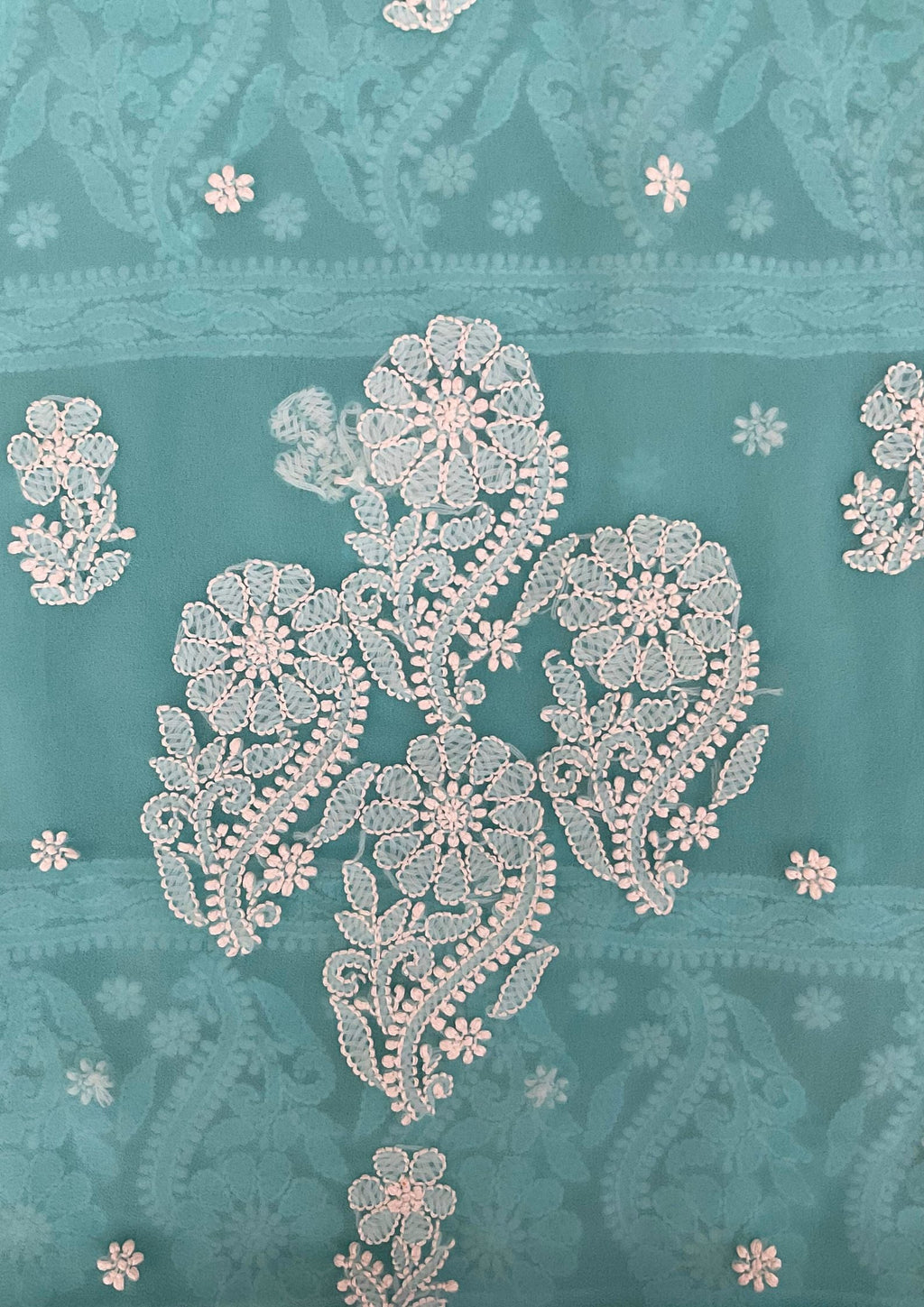 Georgette Unstitched Chikankari Suit 3 pc - Blue