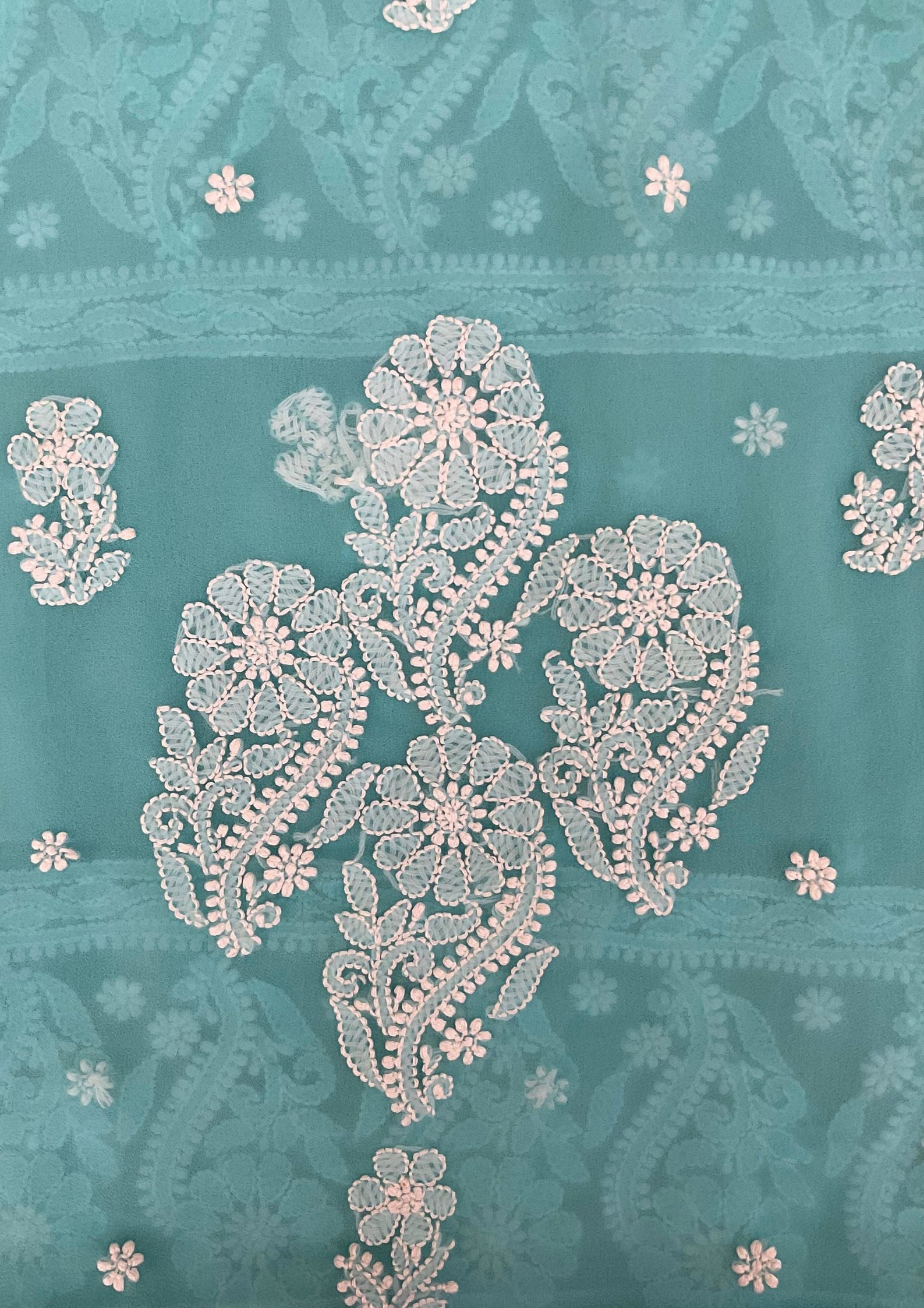 Georgette Unstitched Chikankari Suit 3 pc - Blue