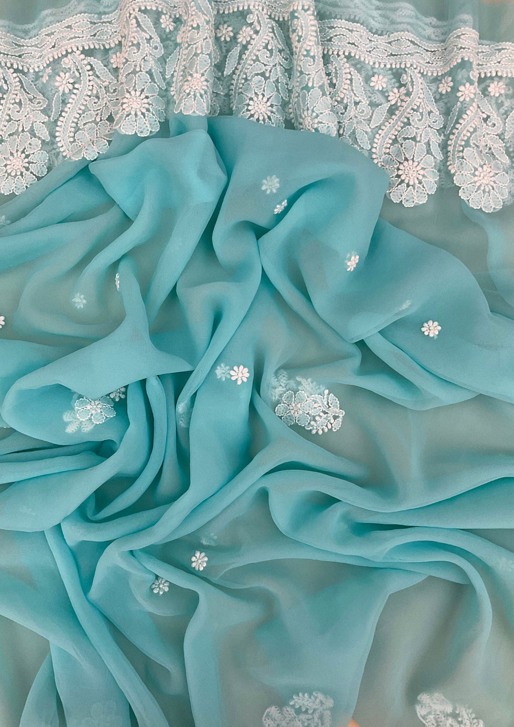 Georgette Unstitched Chikankari Suit 3 pc - Blue