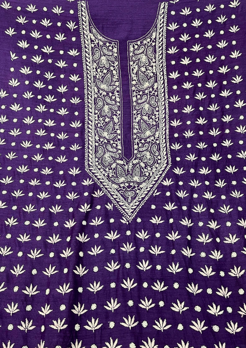 Moonga Silk Chikankari Men's Kurta - Purple