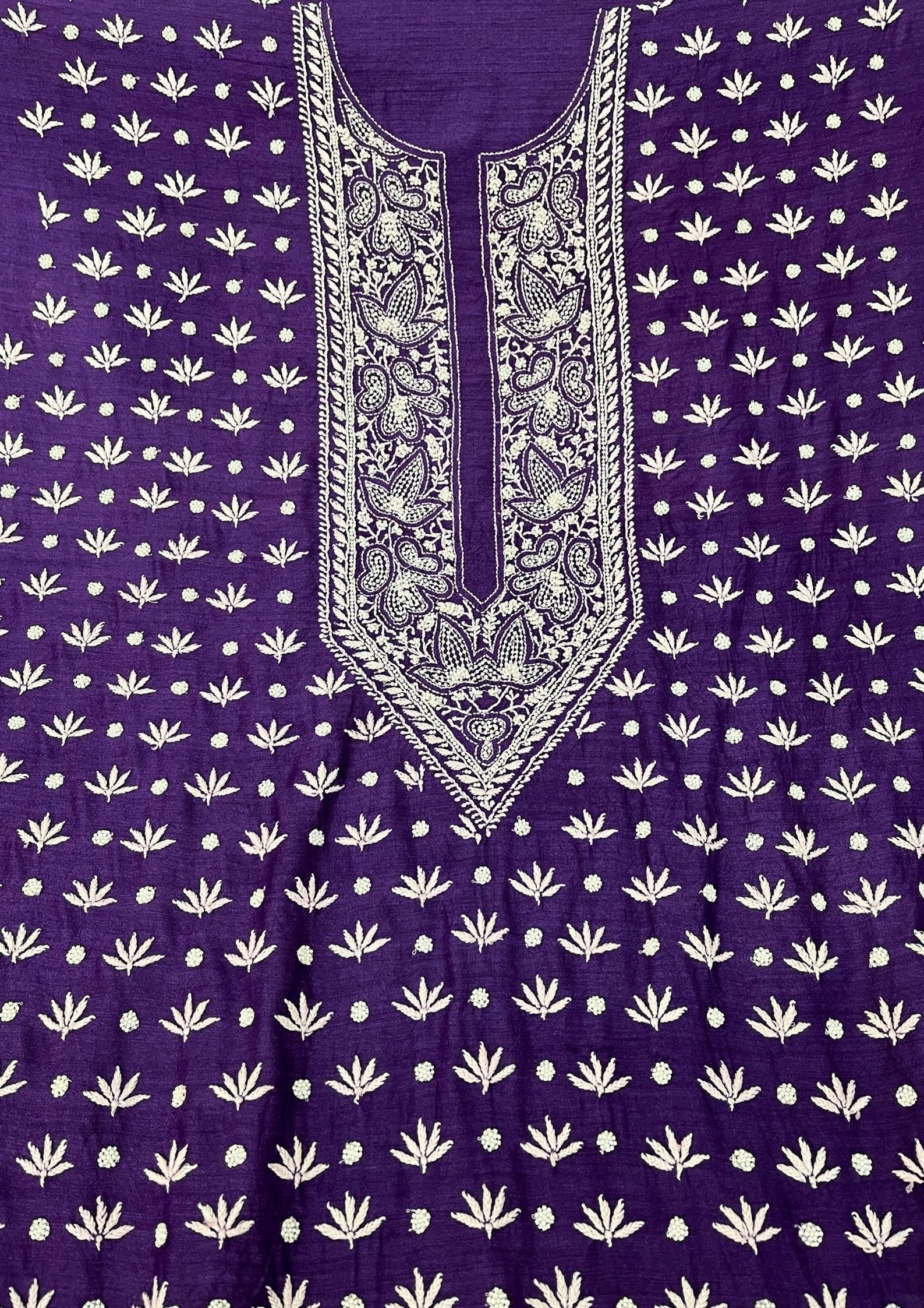 Moonga Silk Chikankari Men's Kurta - Purple