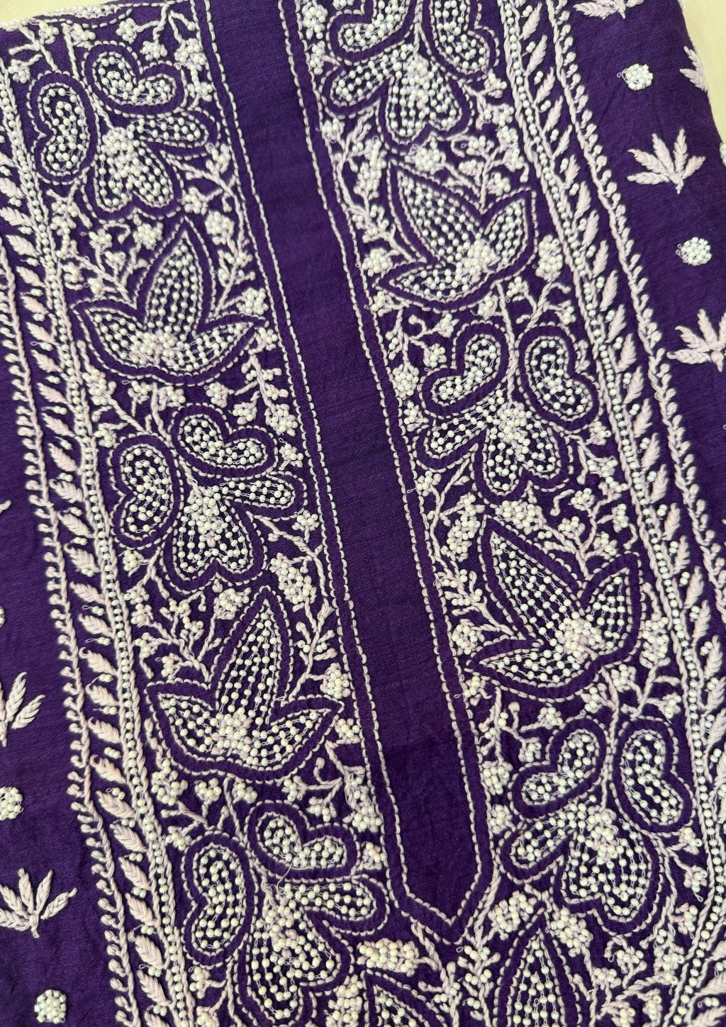 Moonga Silk Chikankari Men's Kurta - Purple