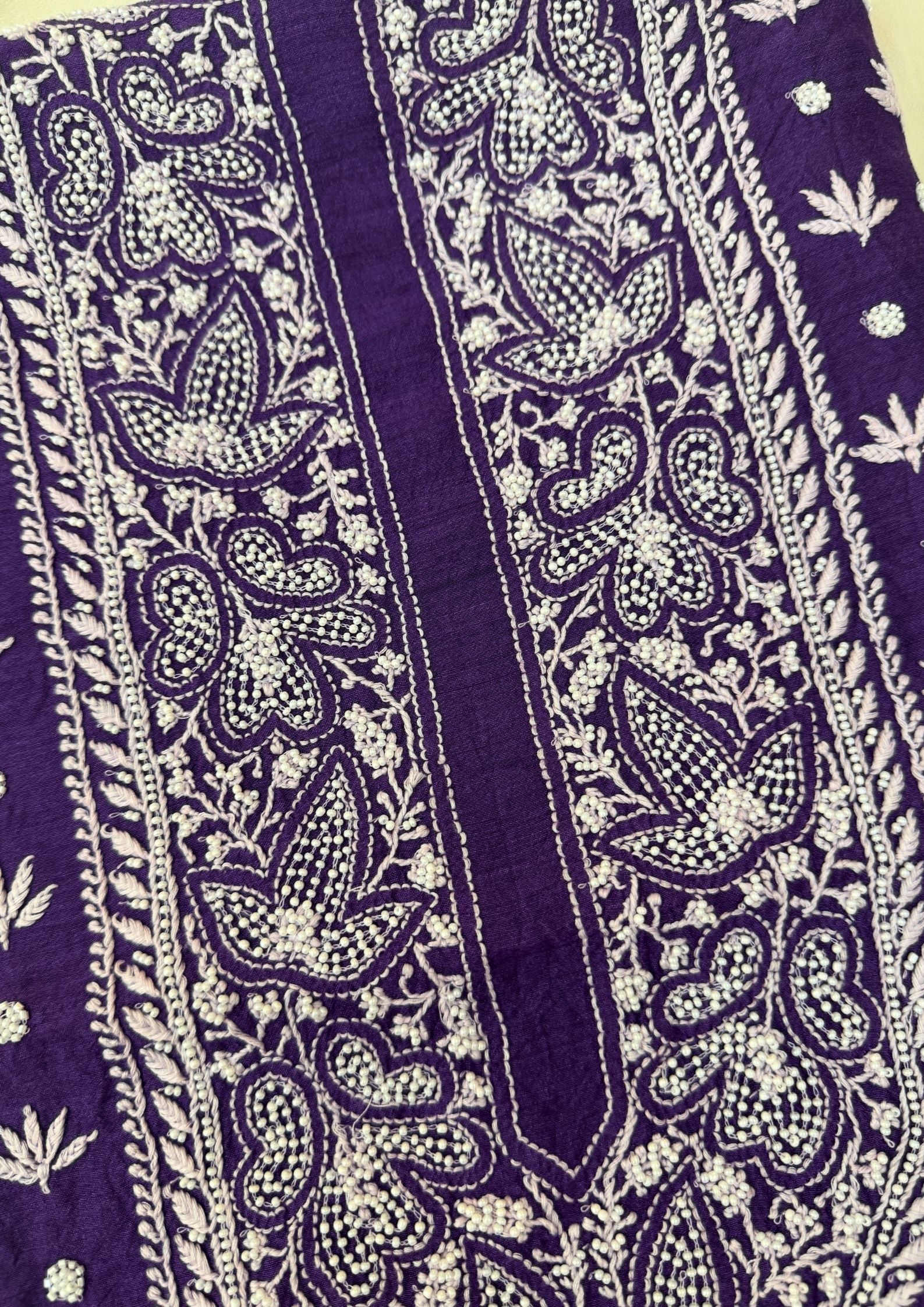 Moonga Silk Chikankari Men's Kurta - Purple