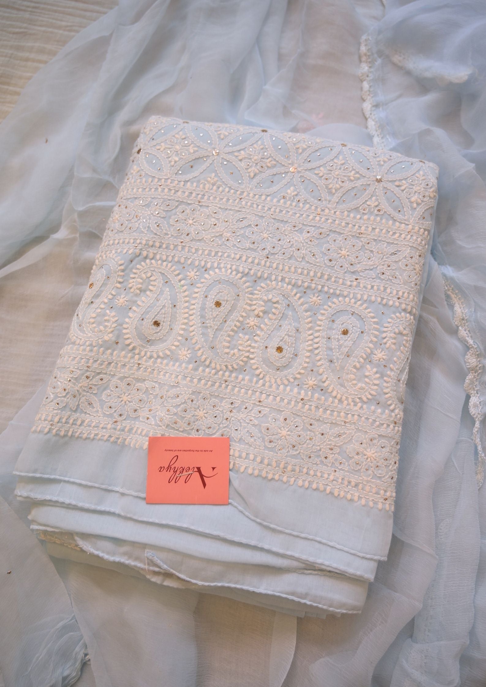 Cotton arctic blue 3 pc suit