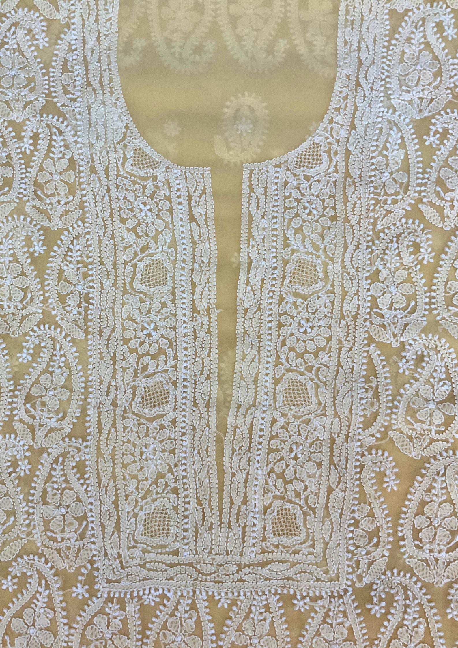 Georgette Unstitched Chikankari Suit 3 pc - Butter