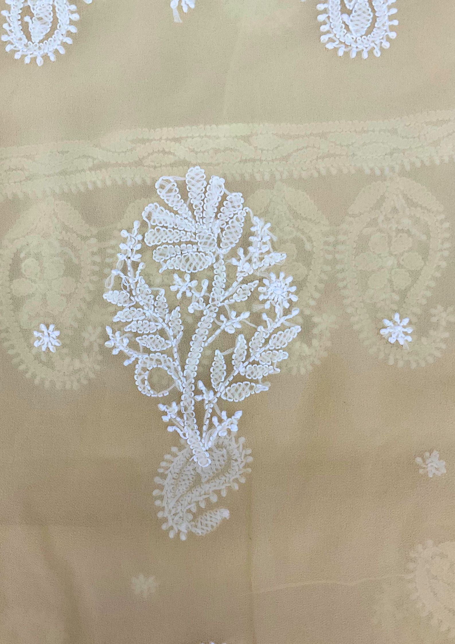 Georgette Unstitched Chikankari Suit 3 pc - Butter