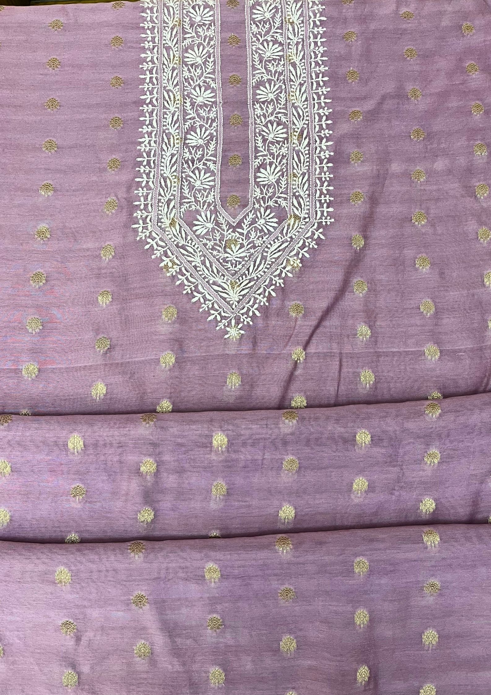 Mull Chikankari Men's Kurta With Banarsi Booti - Mauve