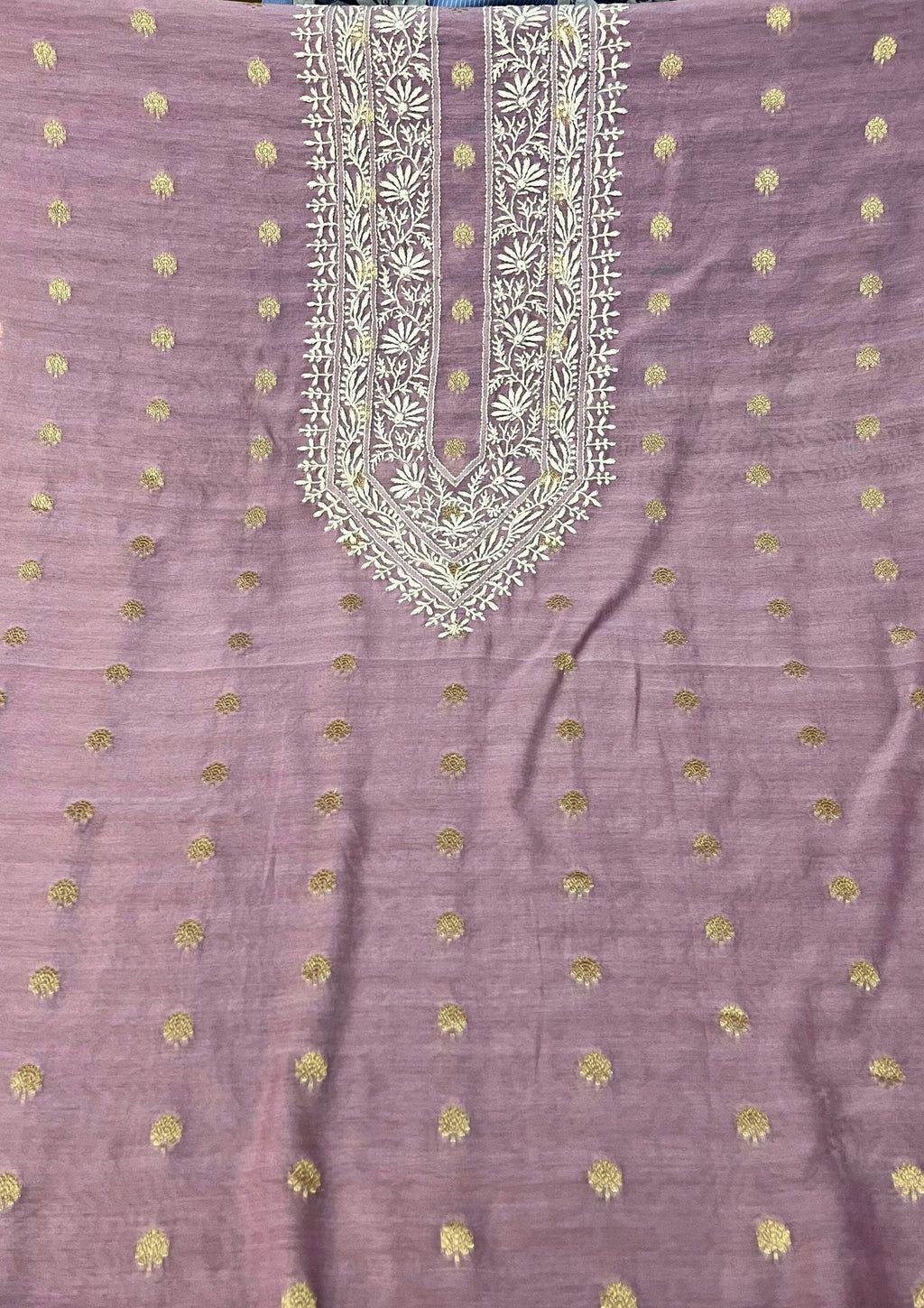 Mull Chikankari Men's Kurta With Banarsi Booti - Mauve
