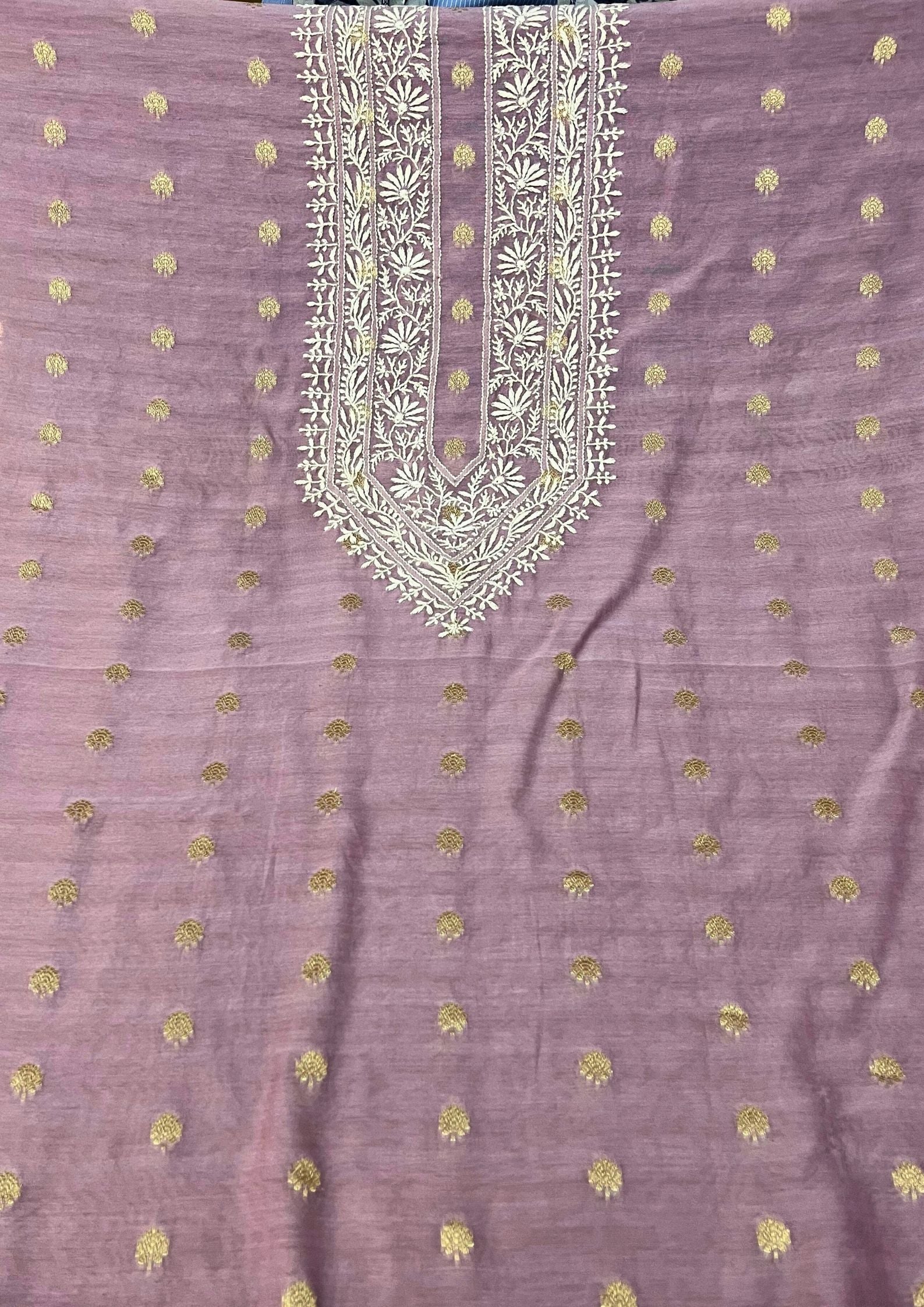 Mull Chikankari Men's Kurta With Banarsi Booti - Mauve