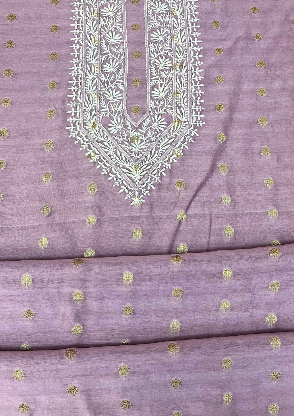 Mull Chikankari Men's Kurta With Banarsi Booti - Mauve
