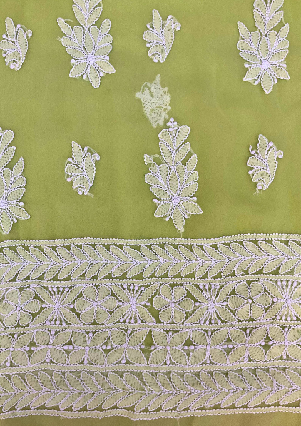 Georgette Unstitched Chikankari Suit 3 pc - Lime Green