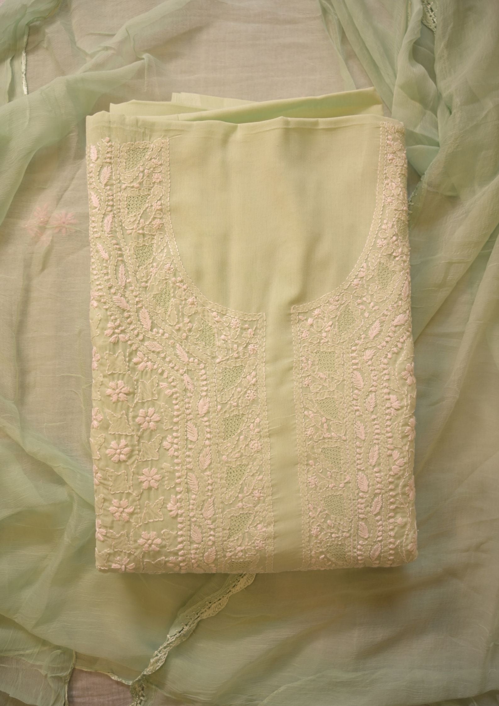 Cotton Mint Green 3 pc Suit