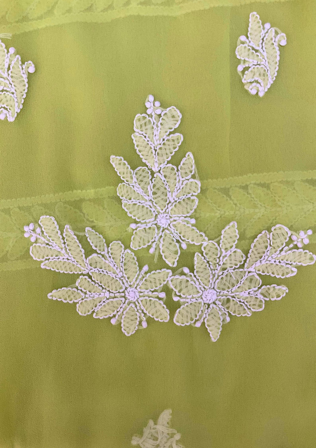Georgette Unstitched Chikankari Suit 3 pc - Lime Green