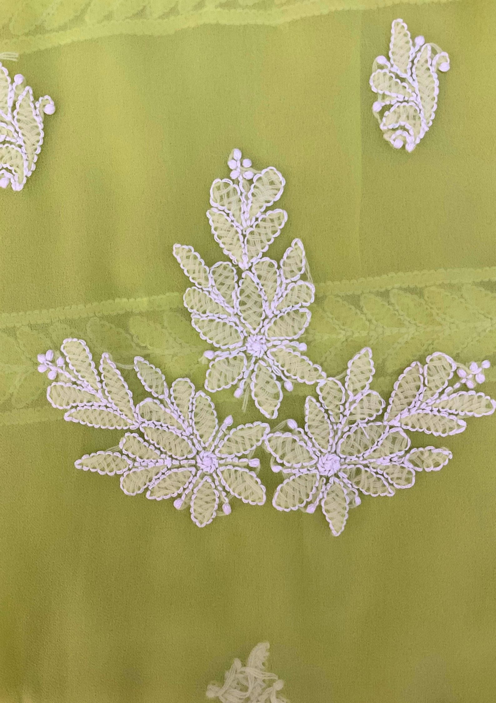Georgette Unstitched Chikankari Suit 3 pc - Lime Green