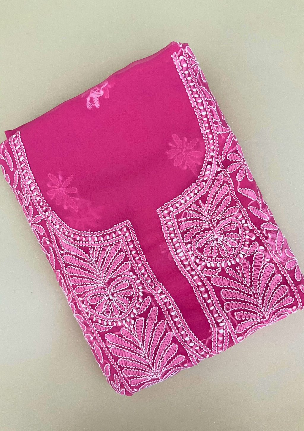 Georgette Unstitched Chikankari Suit 3 pc - Pink