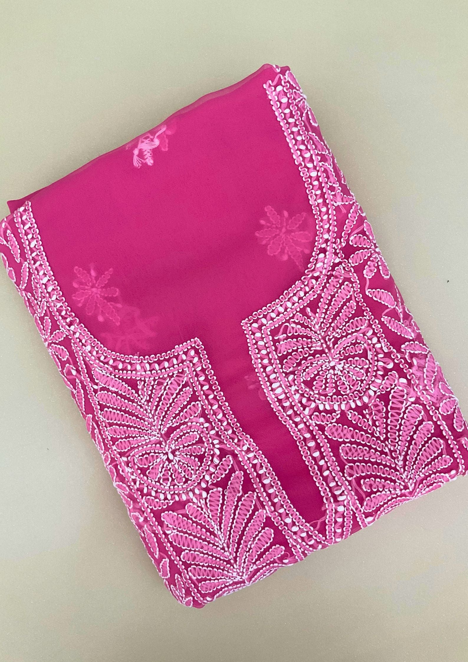 Georgette Unstitched Chikankari Suit 3 pc - Pink