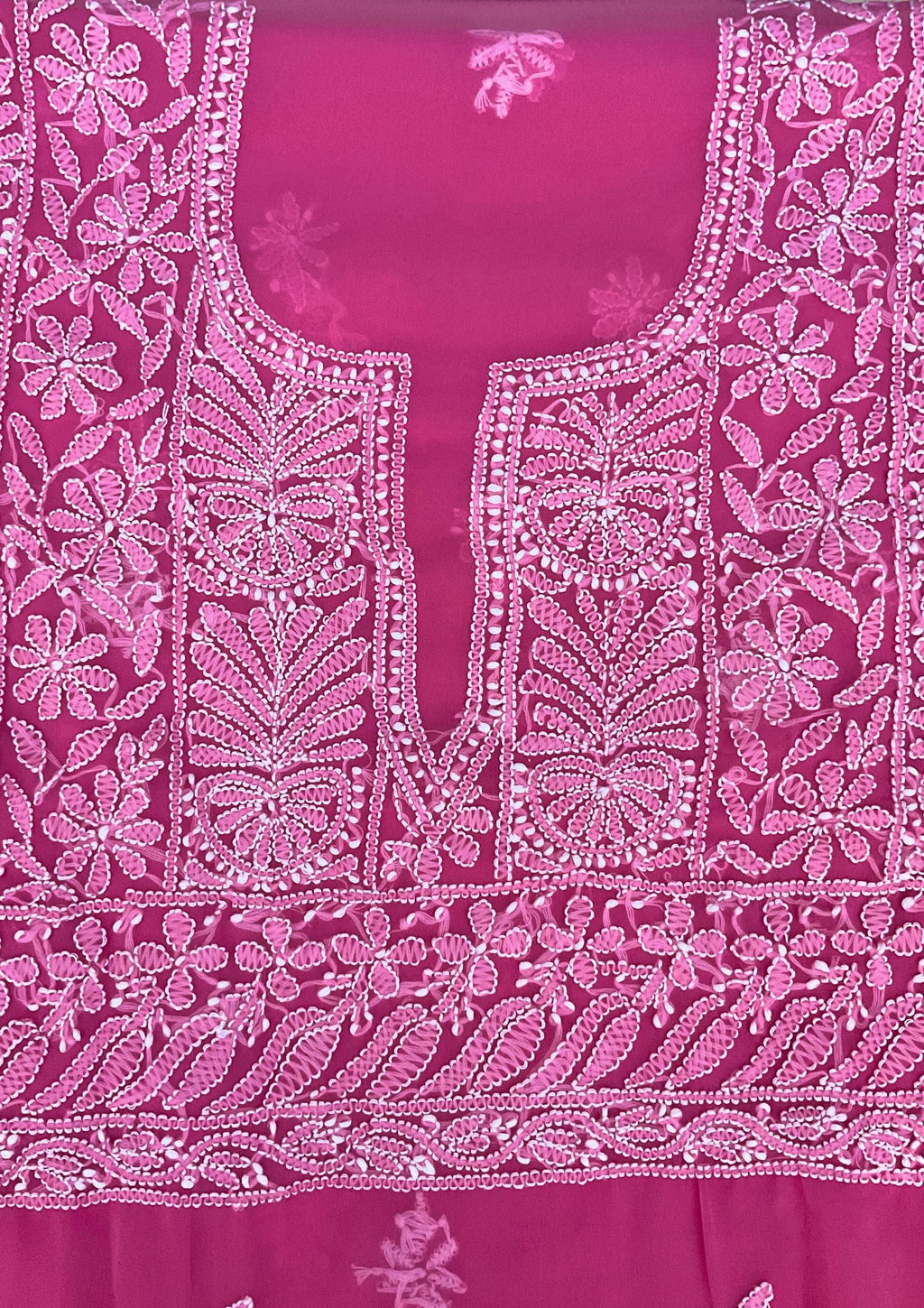 Georgette Unstitched Chikankari Suit 3 pc - Pink