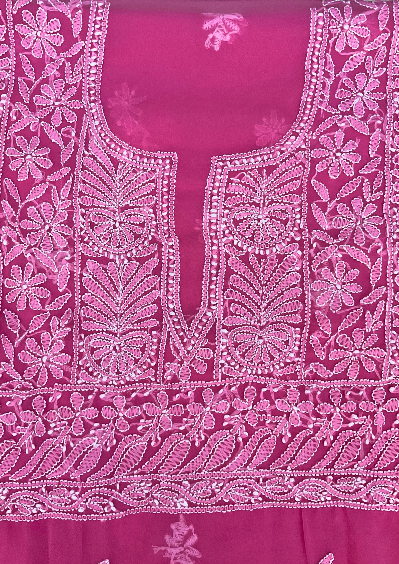 Georgette Unstitched Chikankari Suit 3 pc - Pink
