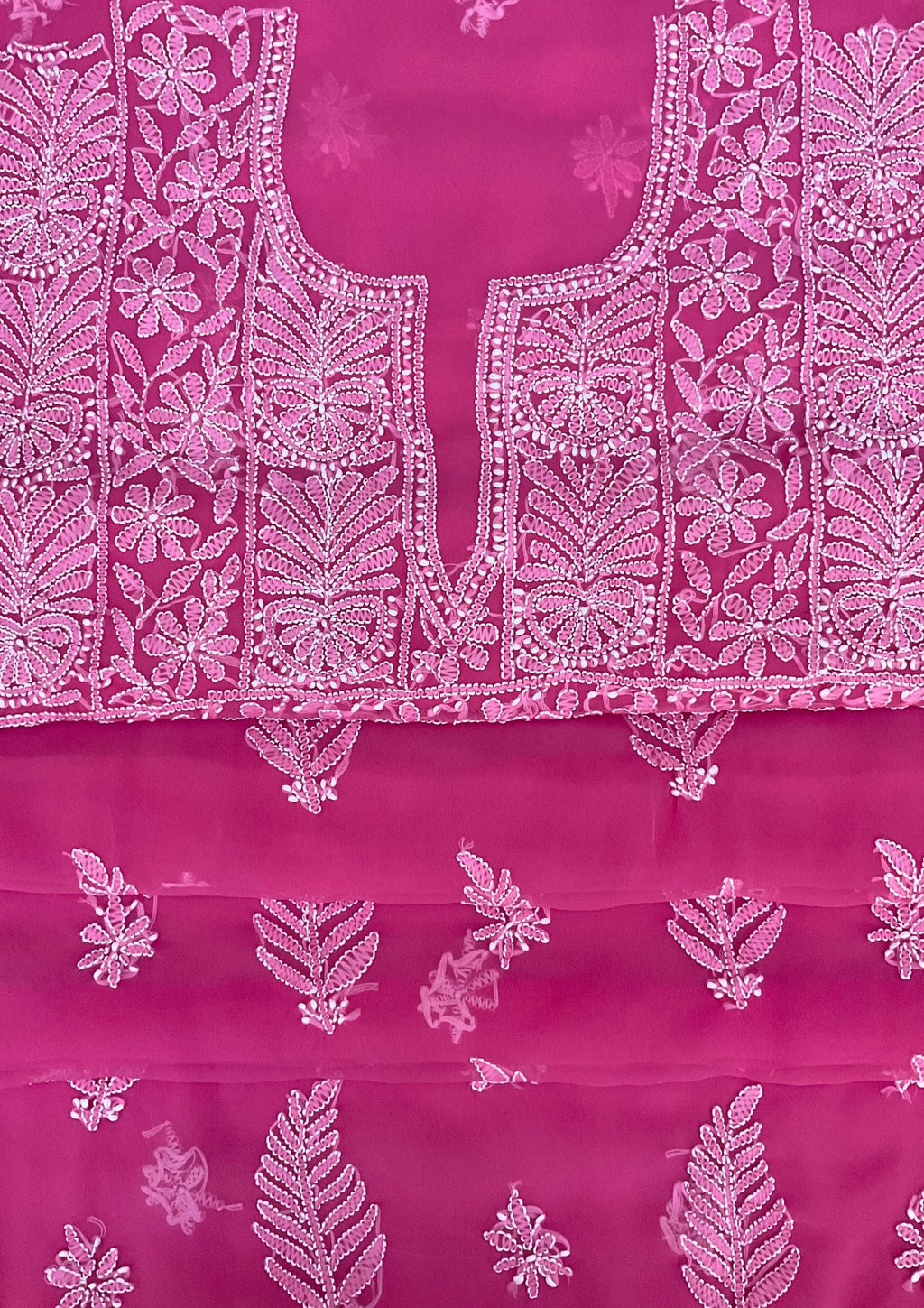 Georgette Unstitched Chikankari Suit 3 pc - Pink