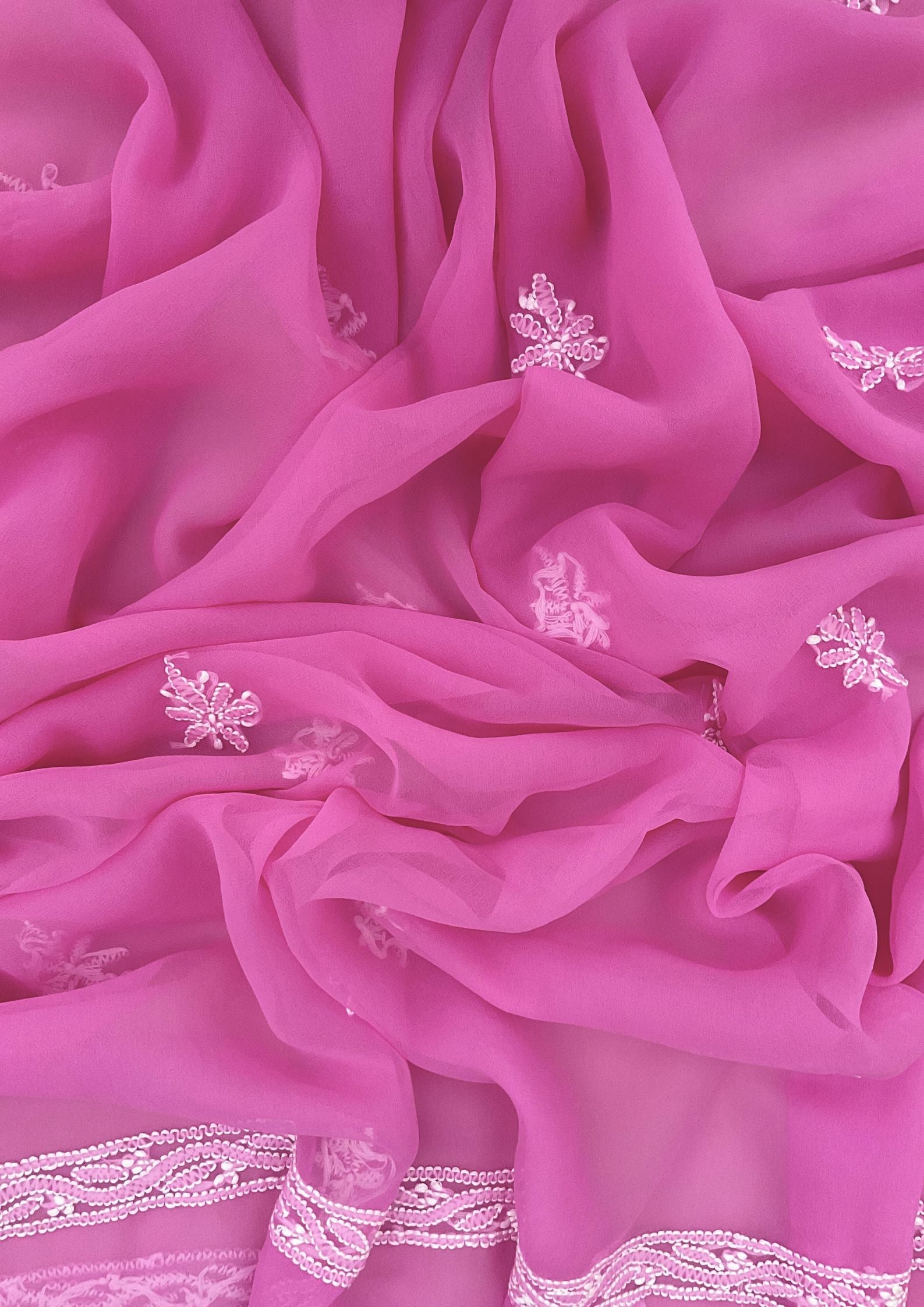 Georgette Unstitched Chikankari Suit 3 pc - Pink