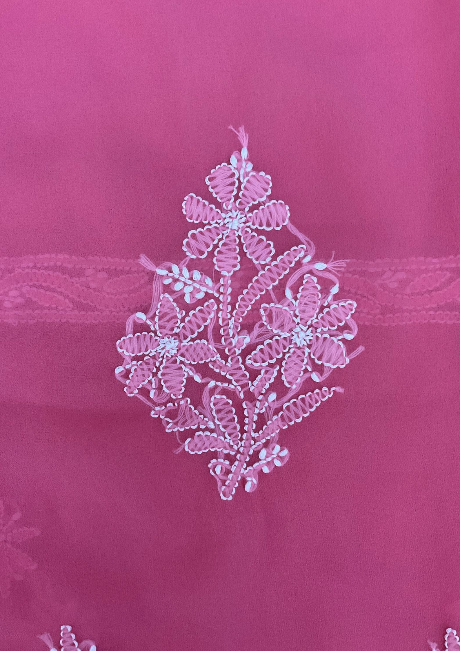 Georgette Unstitched Chikankari Suit 3 pc - Pink