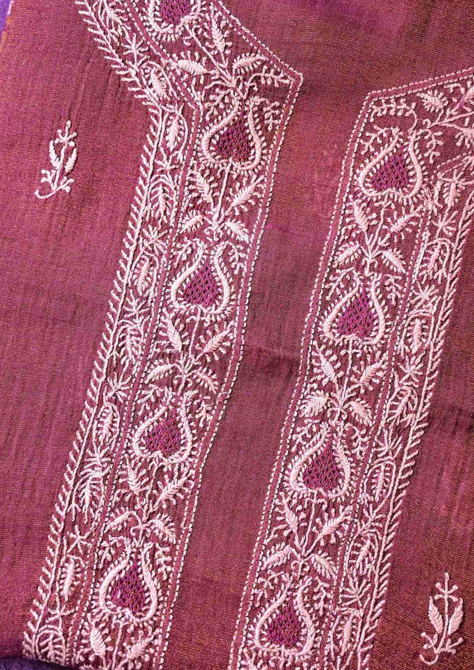 Men's Tissue Chanderi Unstitched Kurta – Wine Color - sc2419490
