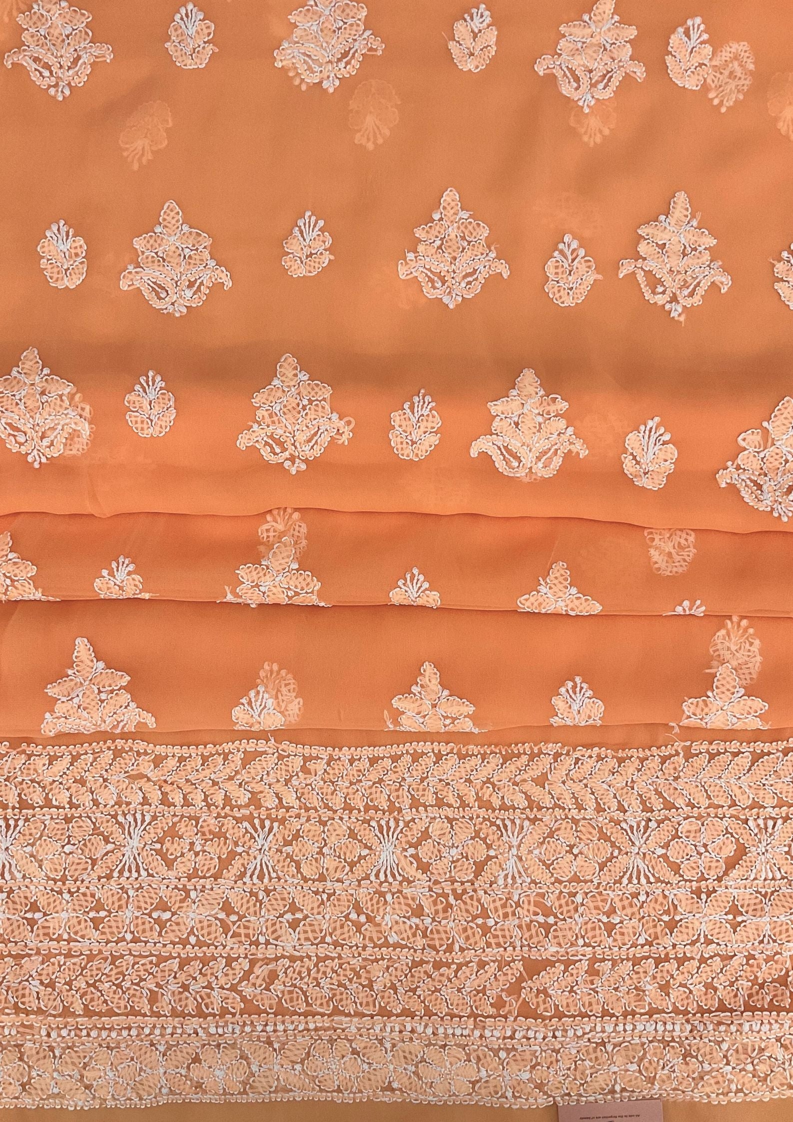 Georgette Unstitched Chikankari Suit 3 pc - Orange