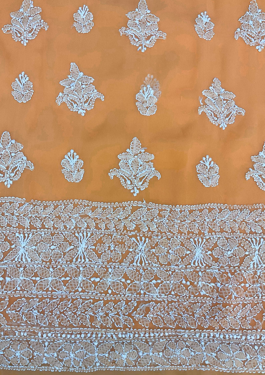 Georgette Unstitched Chikankari Suit 3 pc - Orange