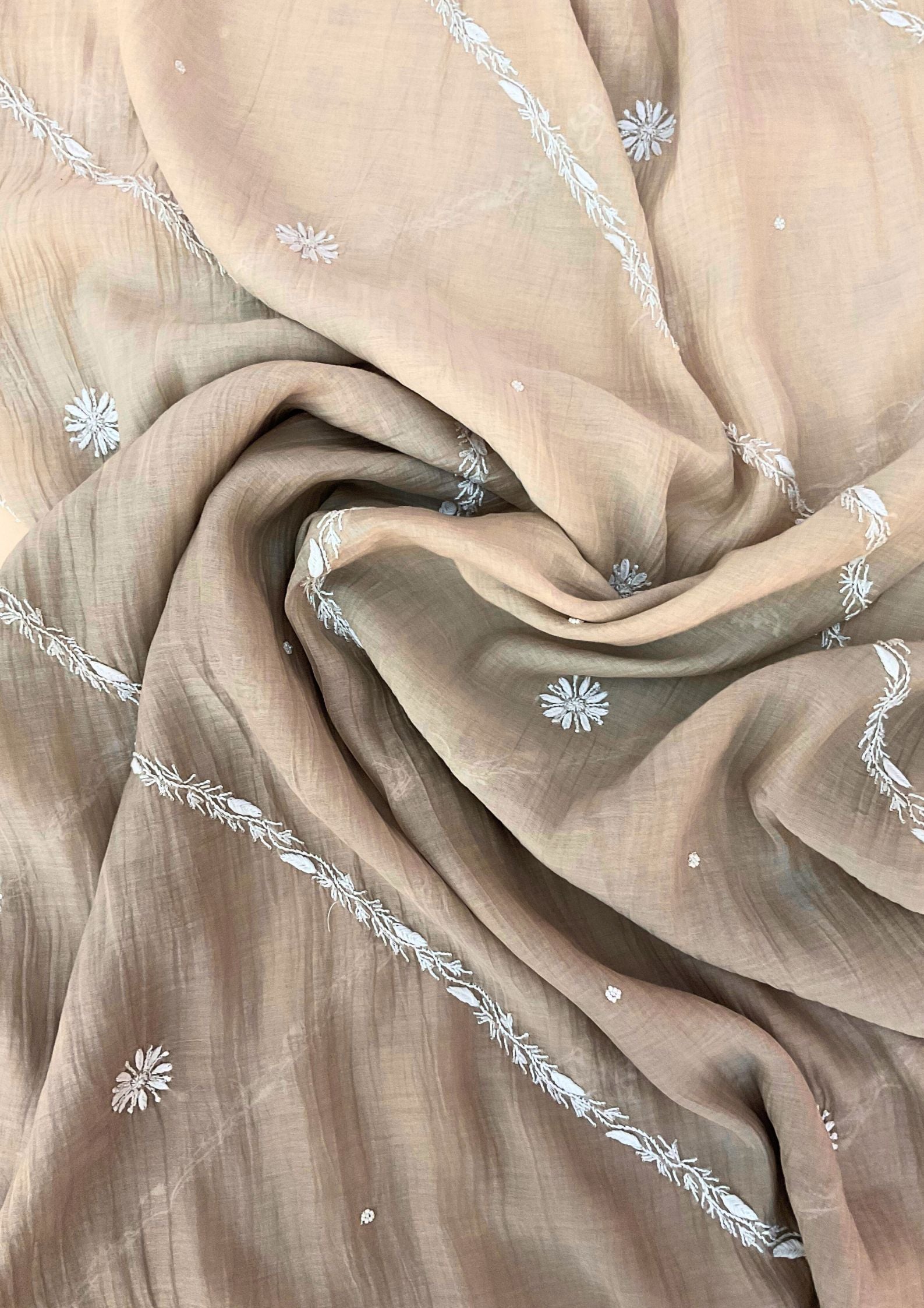 Mul Chanderi Chikankari Suit - Grey