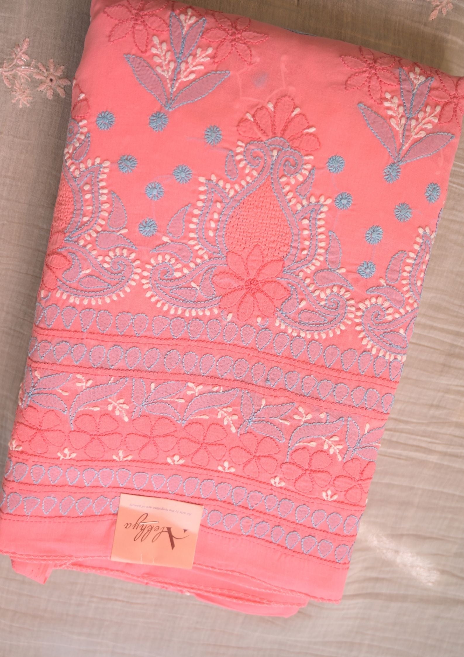 Cotton Pink and Blue 3 pc suit