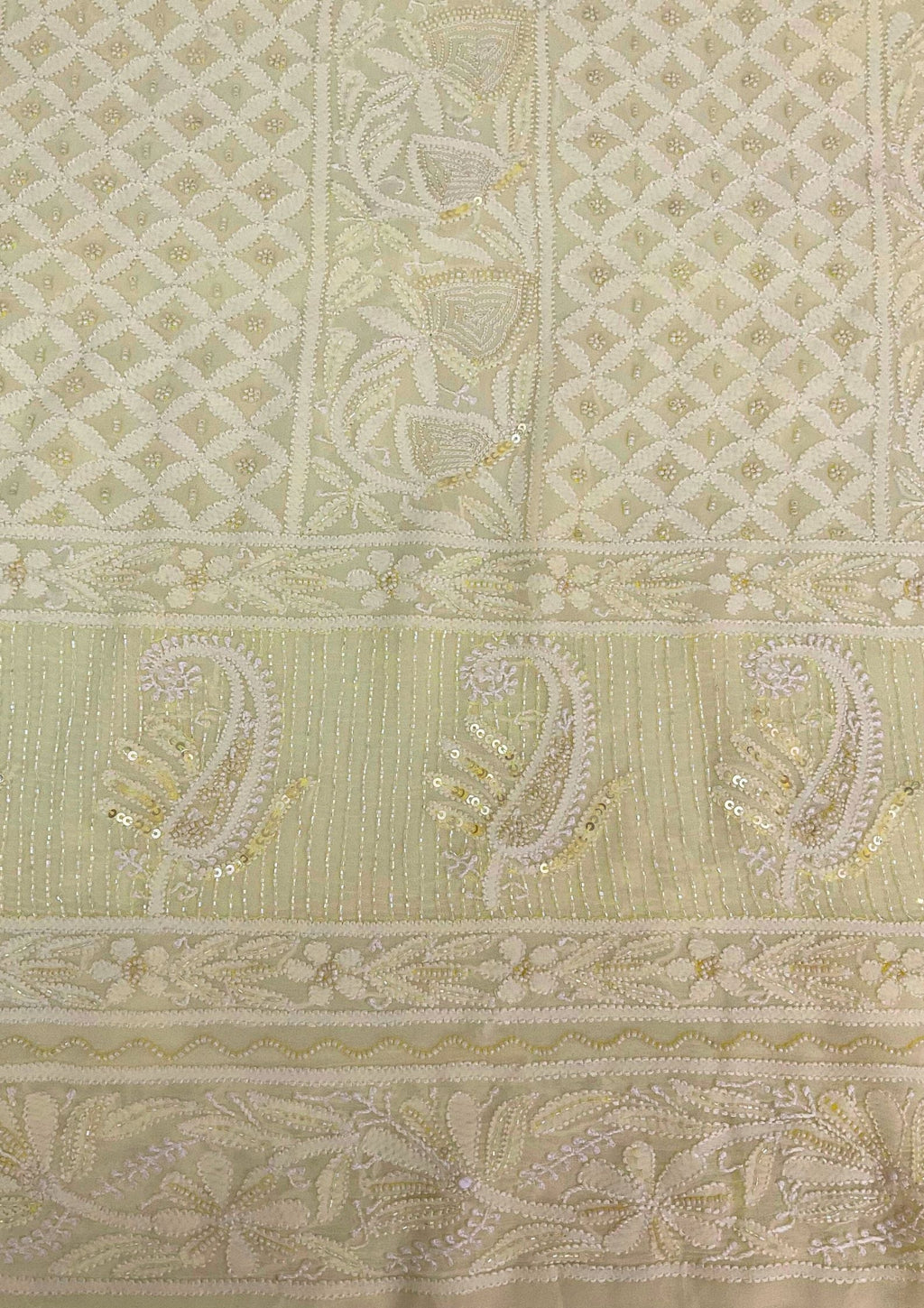 Georgette Unstitched Chikankari Kurta & Dupatta - Lemon Yellow