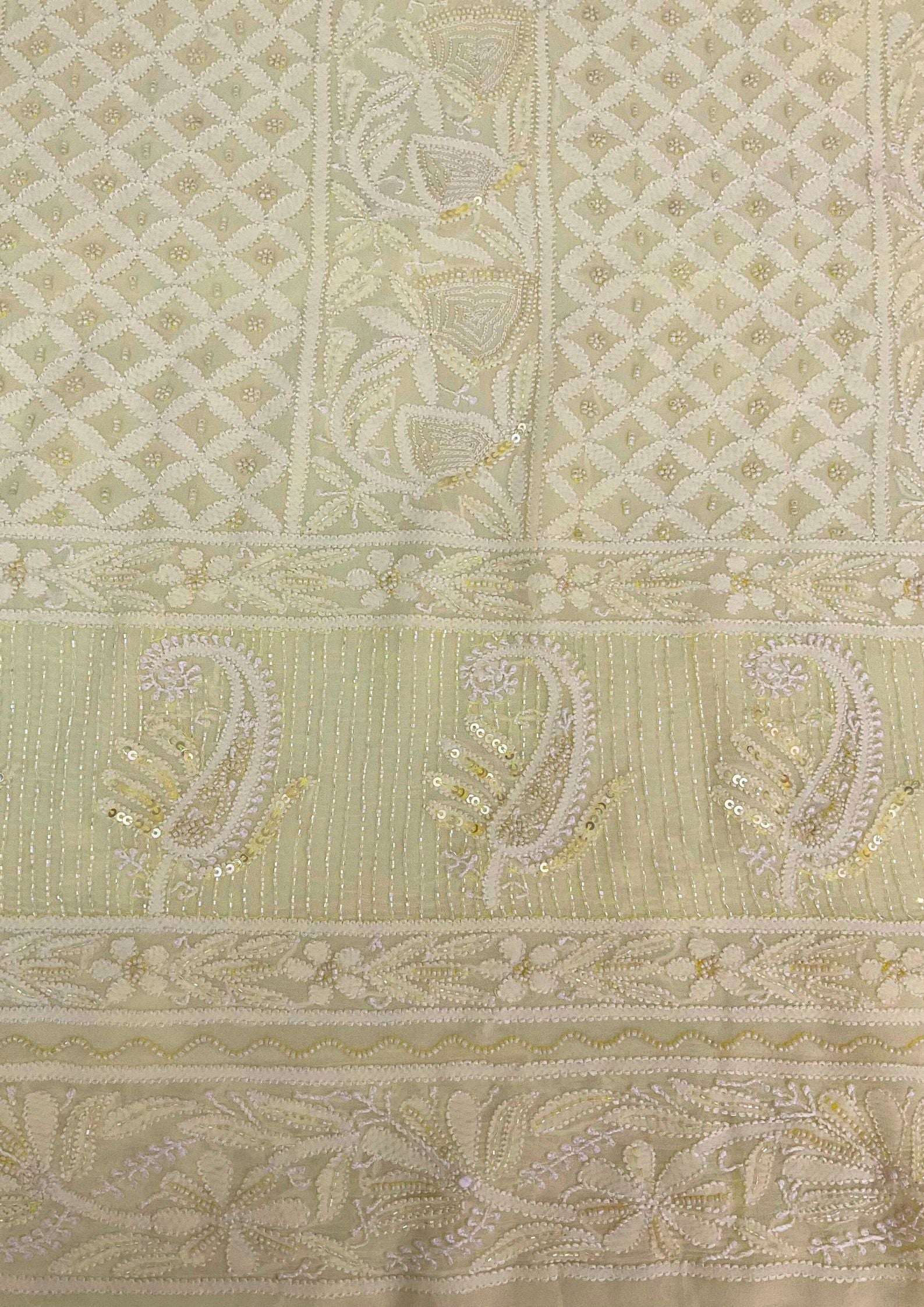 Georgette Unstitched Chikankari Kurta & Dupatta - Lemon Yellow